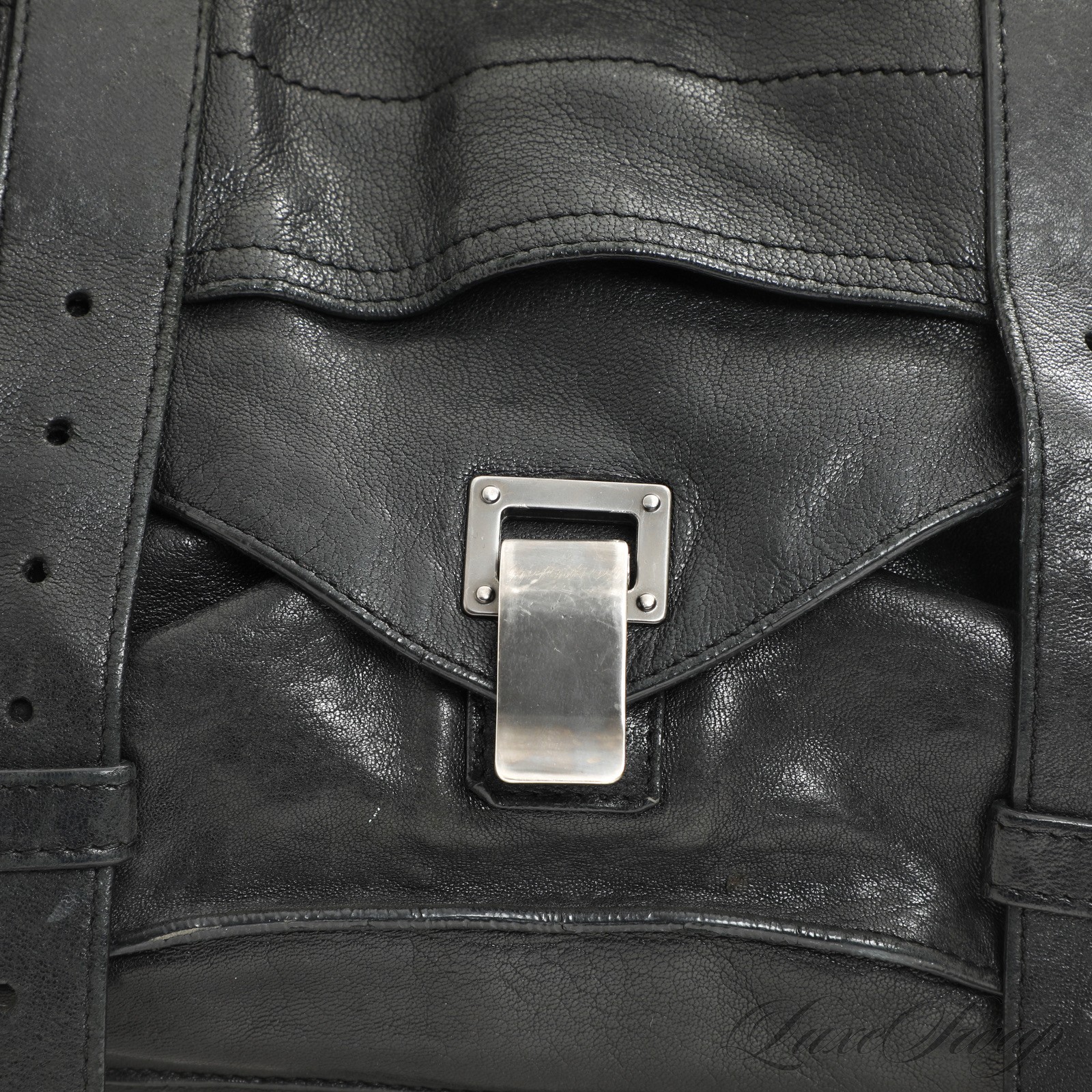 Proenza Schouler Made in Italy 007 PS1 Black Leather Buckled Satchel Bag #12D008