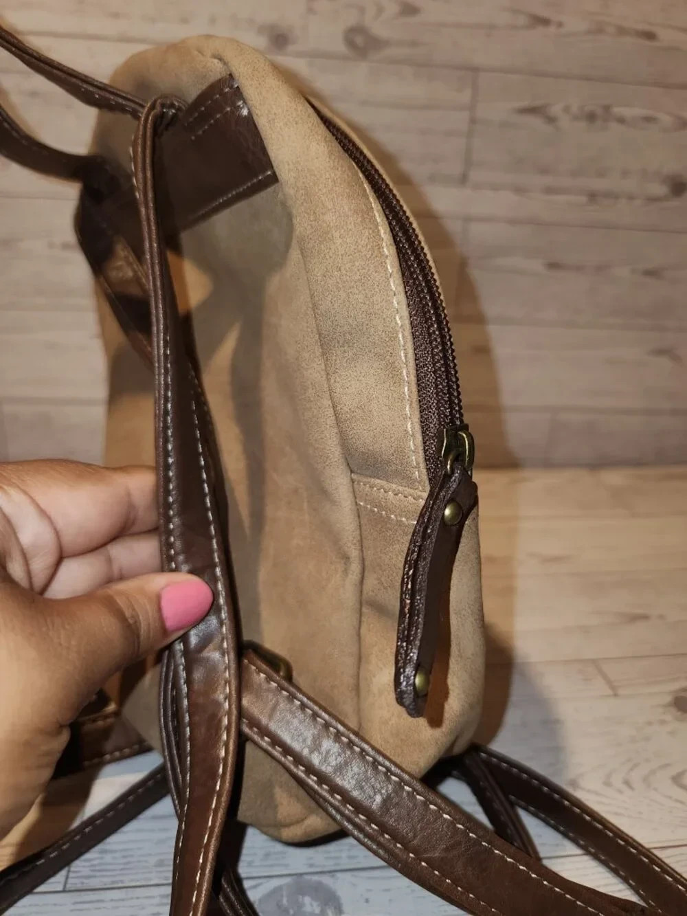 B.O.C. Born Concept Tan Brown Mini Backpack Purse Boho Western Vintage