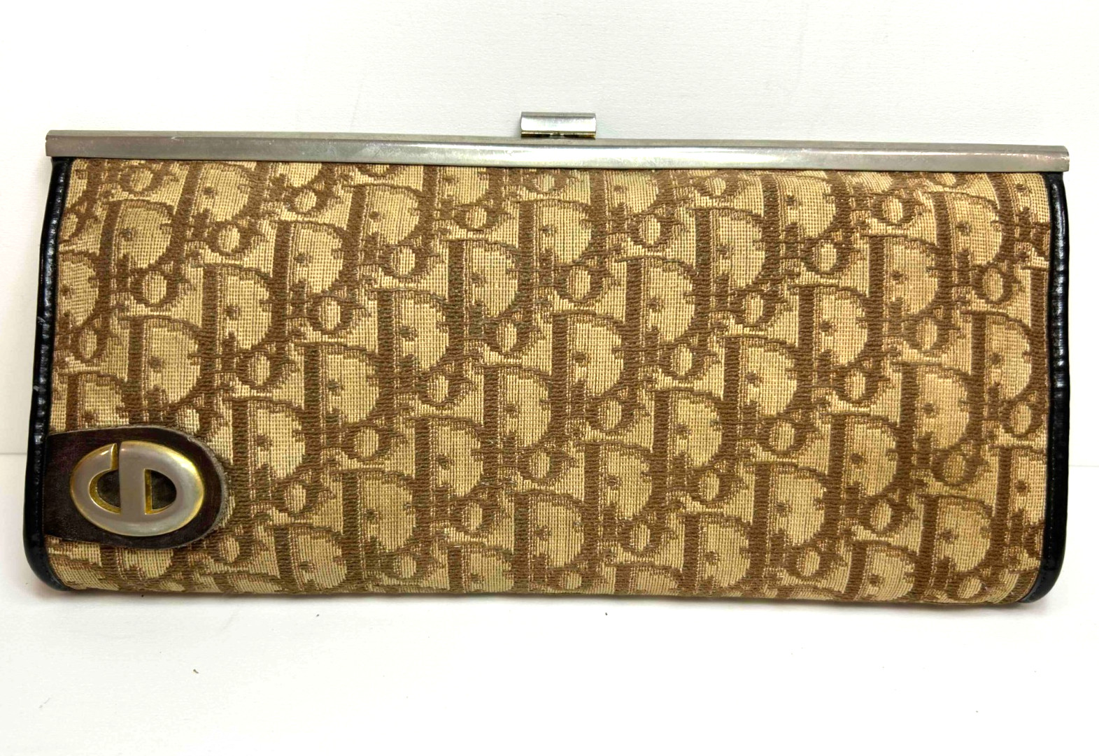 Christian Dior Vintage Trotter Clutch Bag Canvas Brown Authentic
