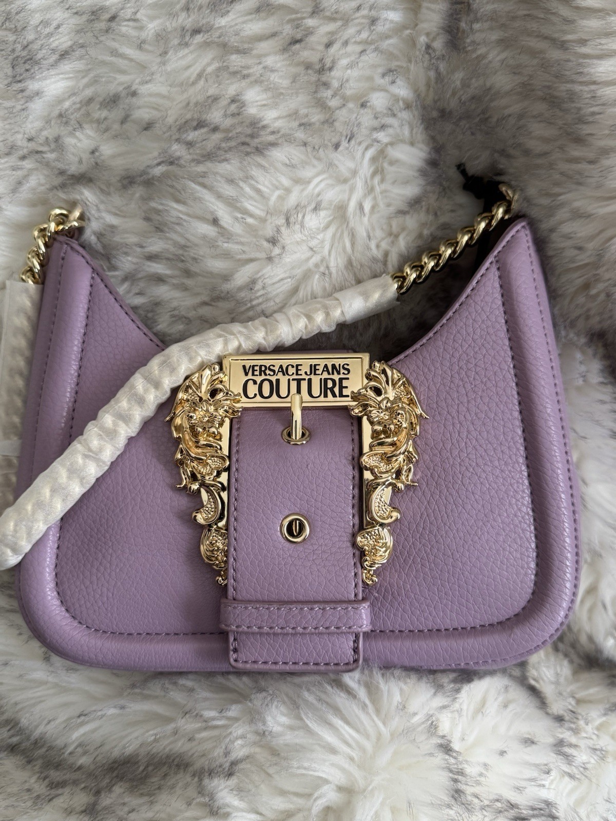 NWT Versace Jeans Couture Purple Leather W/Gold HW Shoulder Bag/Cross Body Purse