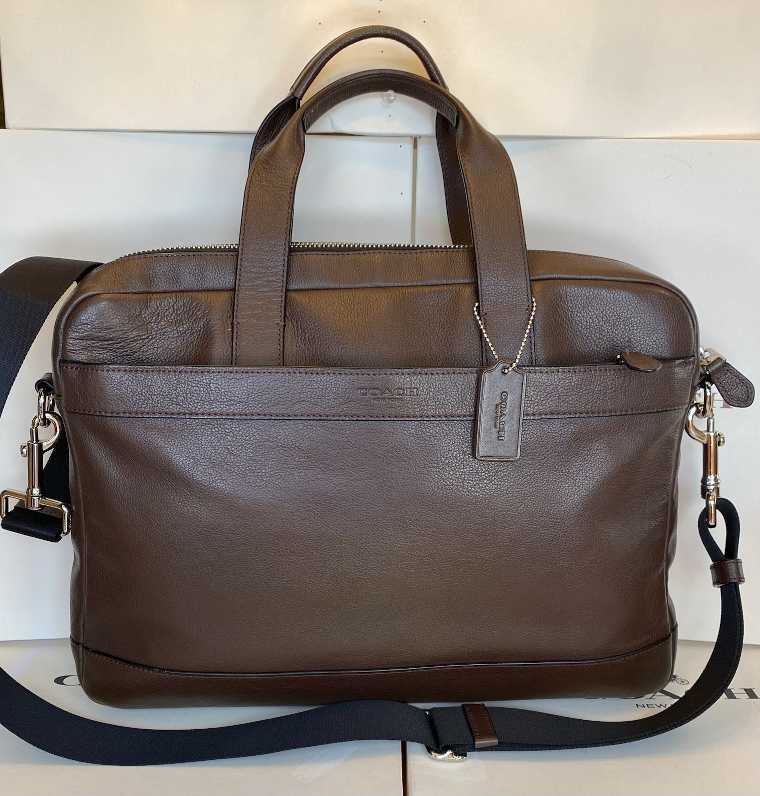 Coach F54801 Hamilton 2/Way Briefcase In Mahogany Smooth Calf Leather Unisex