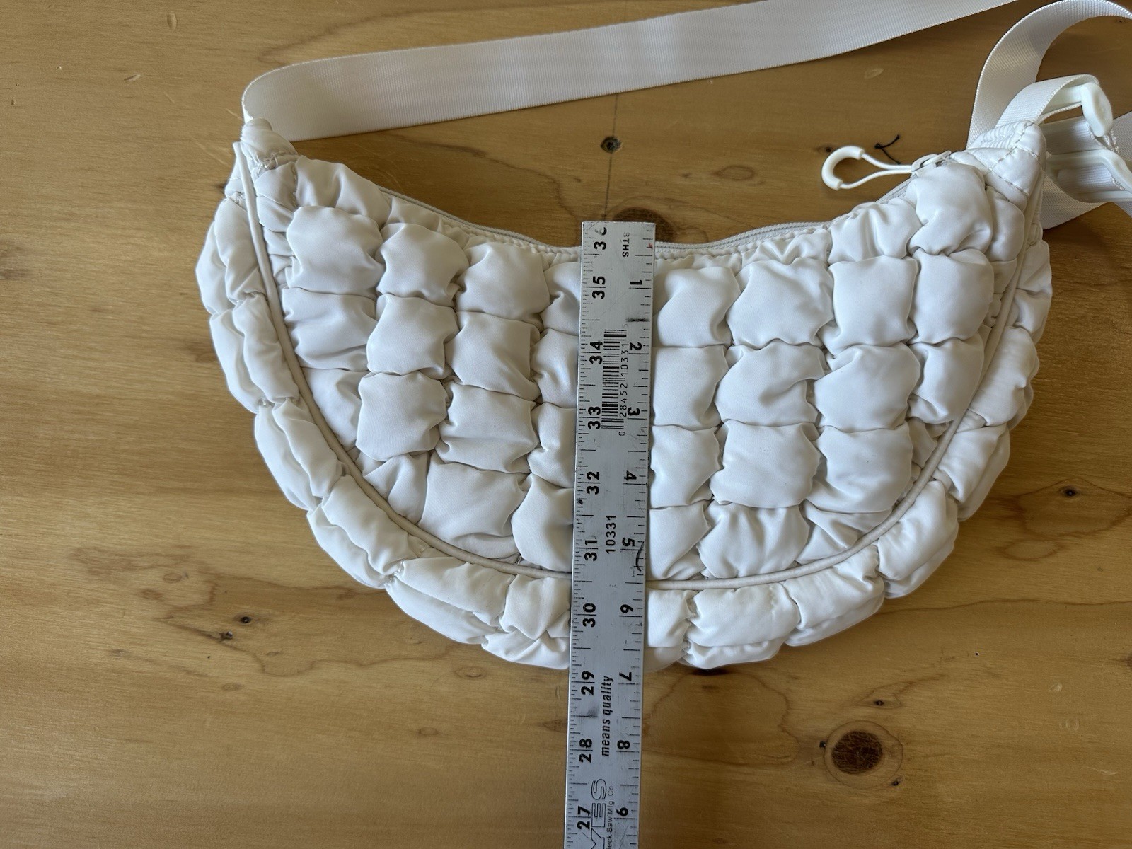 Wild Fable Crossbody Bag Off-White Half Moon Quilted Hand Bag Gray Interior