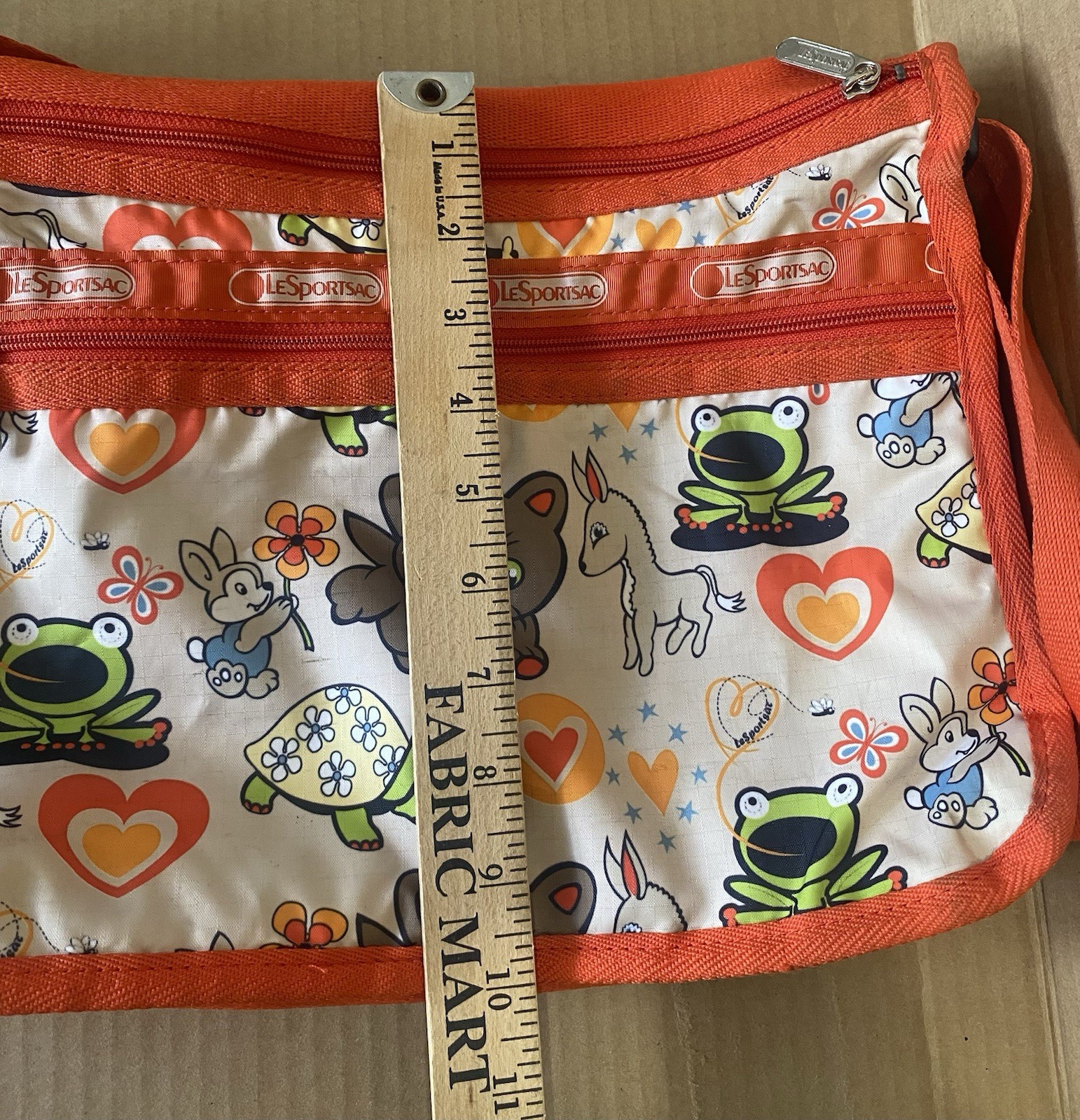 LeSportsac Animals Crossbody Shoulder Bag & Pouch Orange Frog Cat Deer Toons