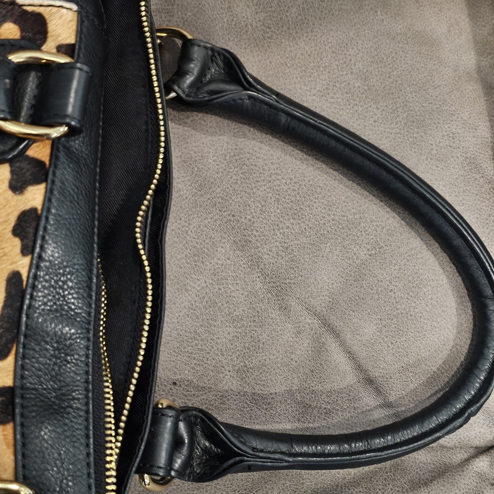 Audrey Brooks Leopard Print Calf Skin/Black Leather Purse
