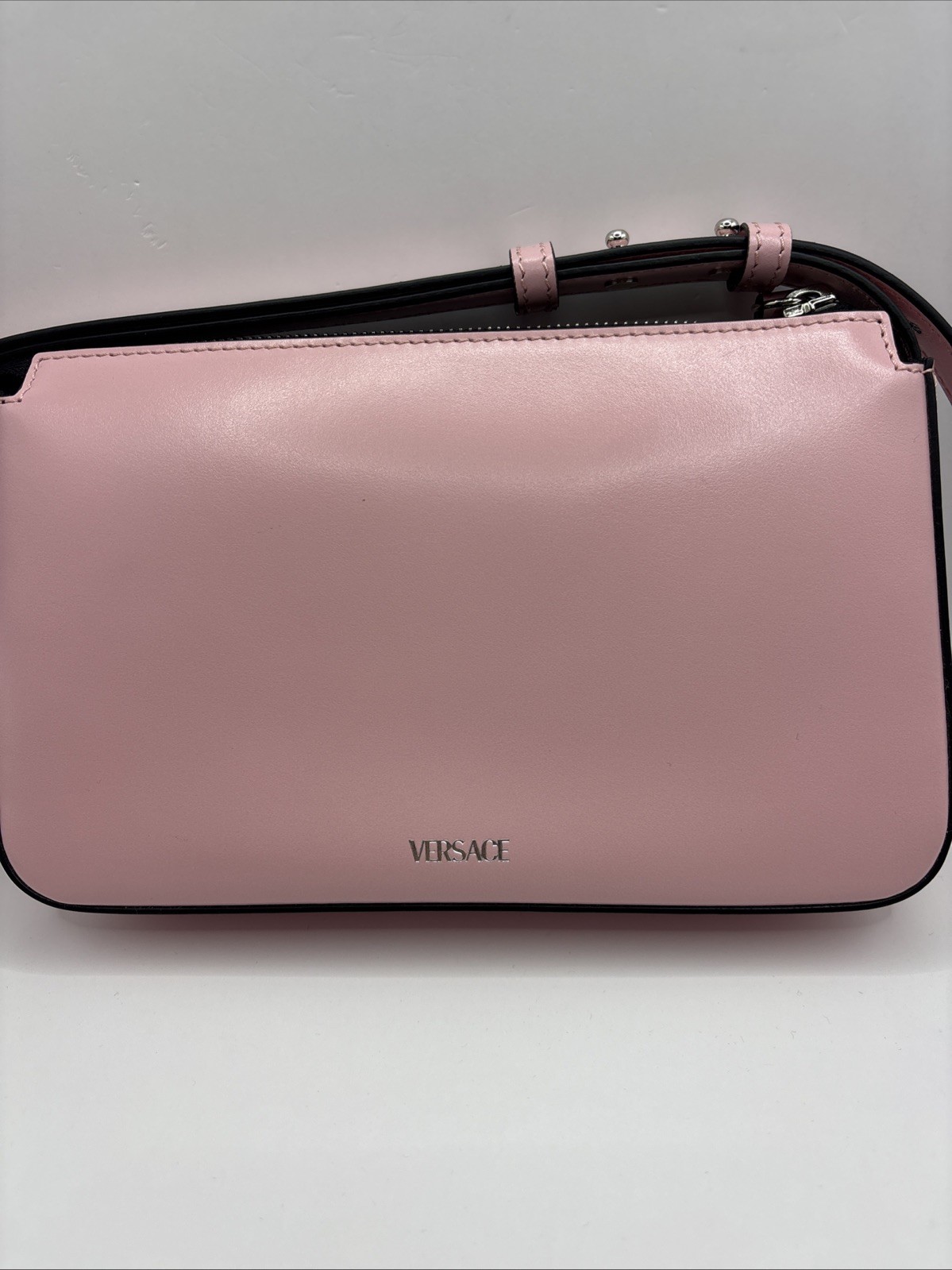 Versace La Medusa Shoulder Bag Calf Leather Purse Pink Authentic $1300