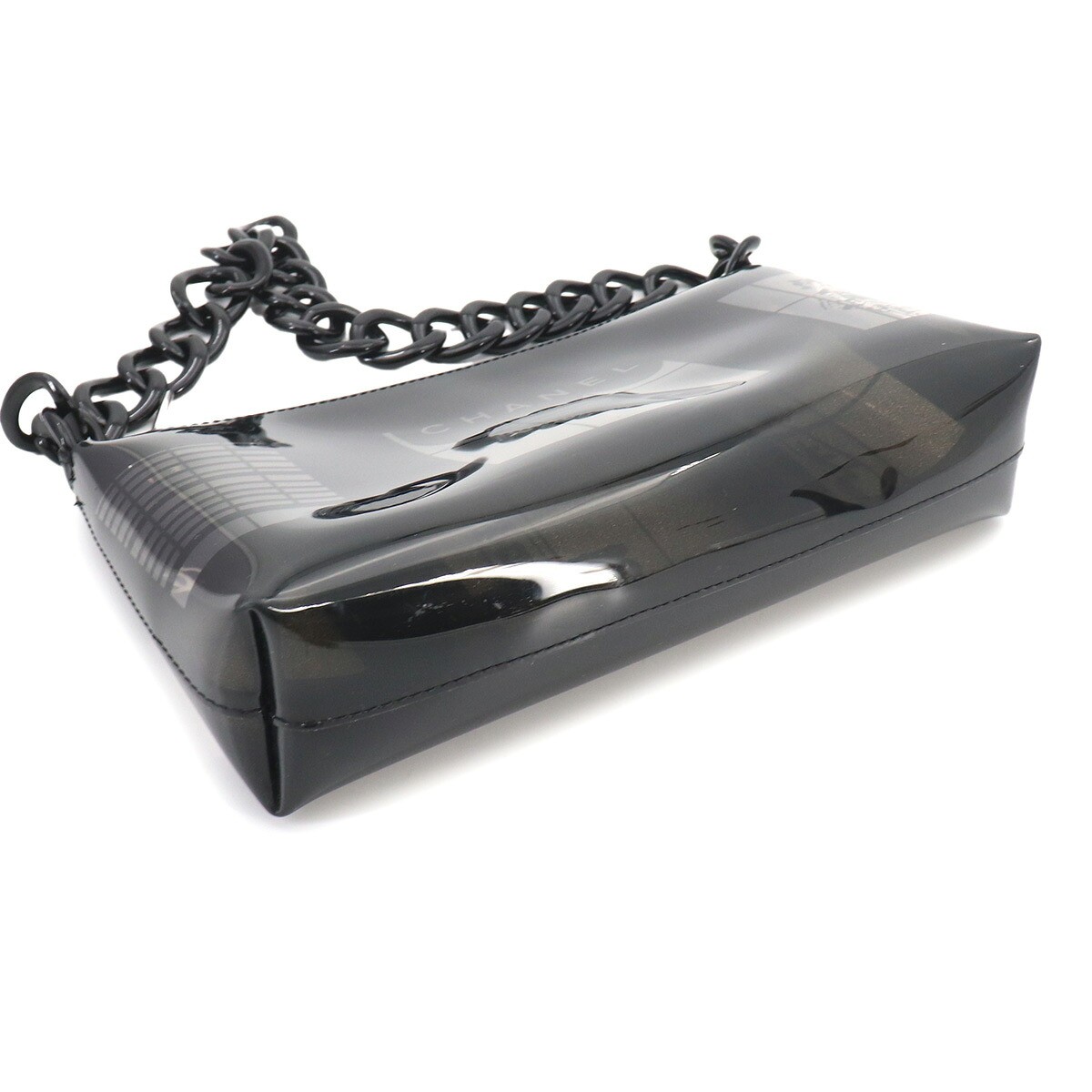 CHANEL Windows Line Chain Shoulder Bag Vinyl Plastic Black Clear 90333029