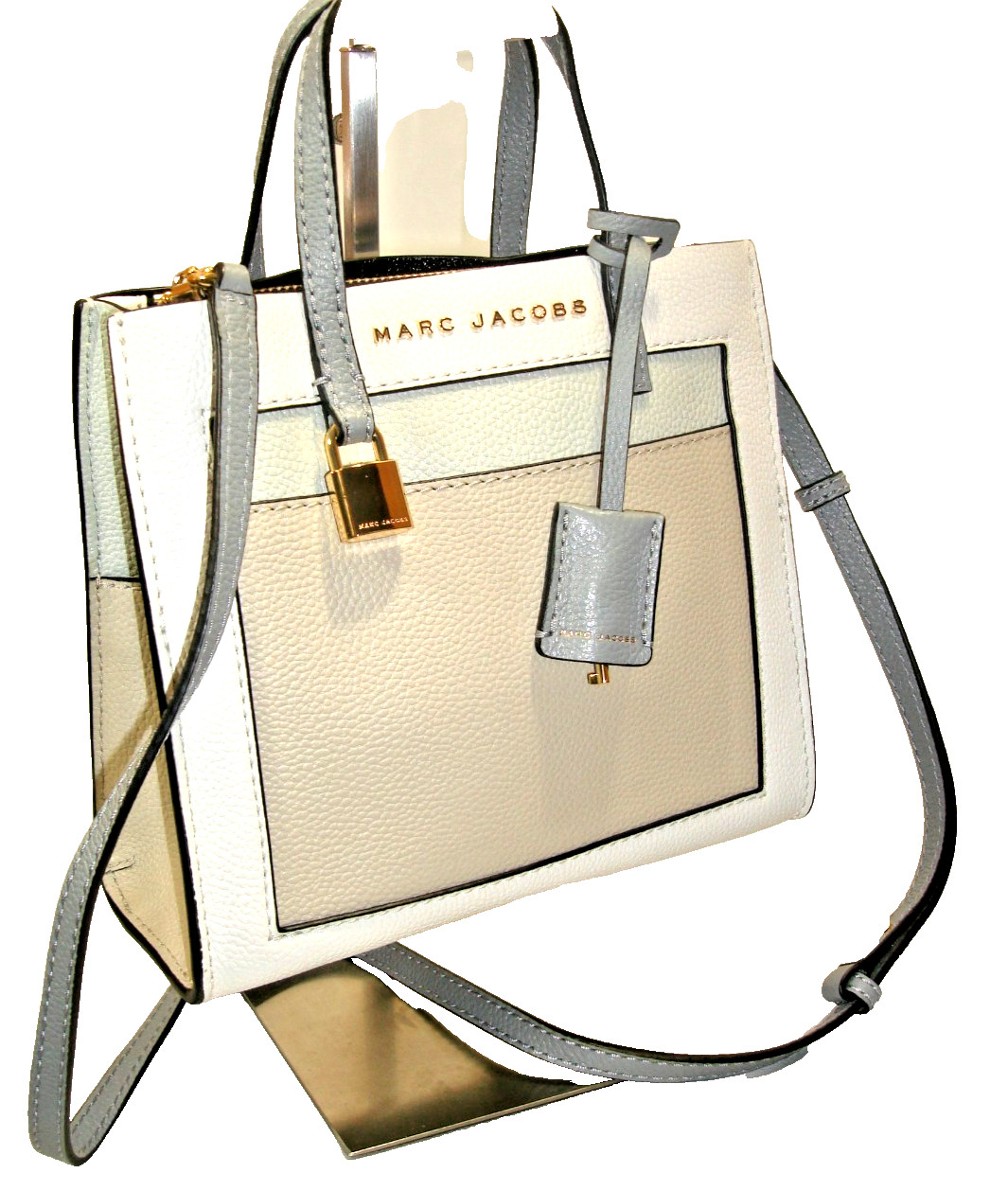 Marc Jacobs Colorblock Lock & Key Soft Leather Mini Grind Tote Shoulder Bag MINT