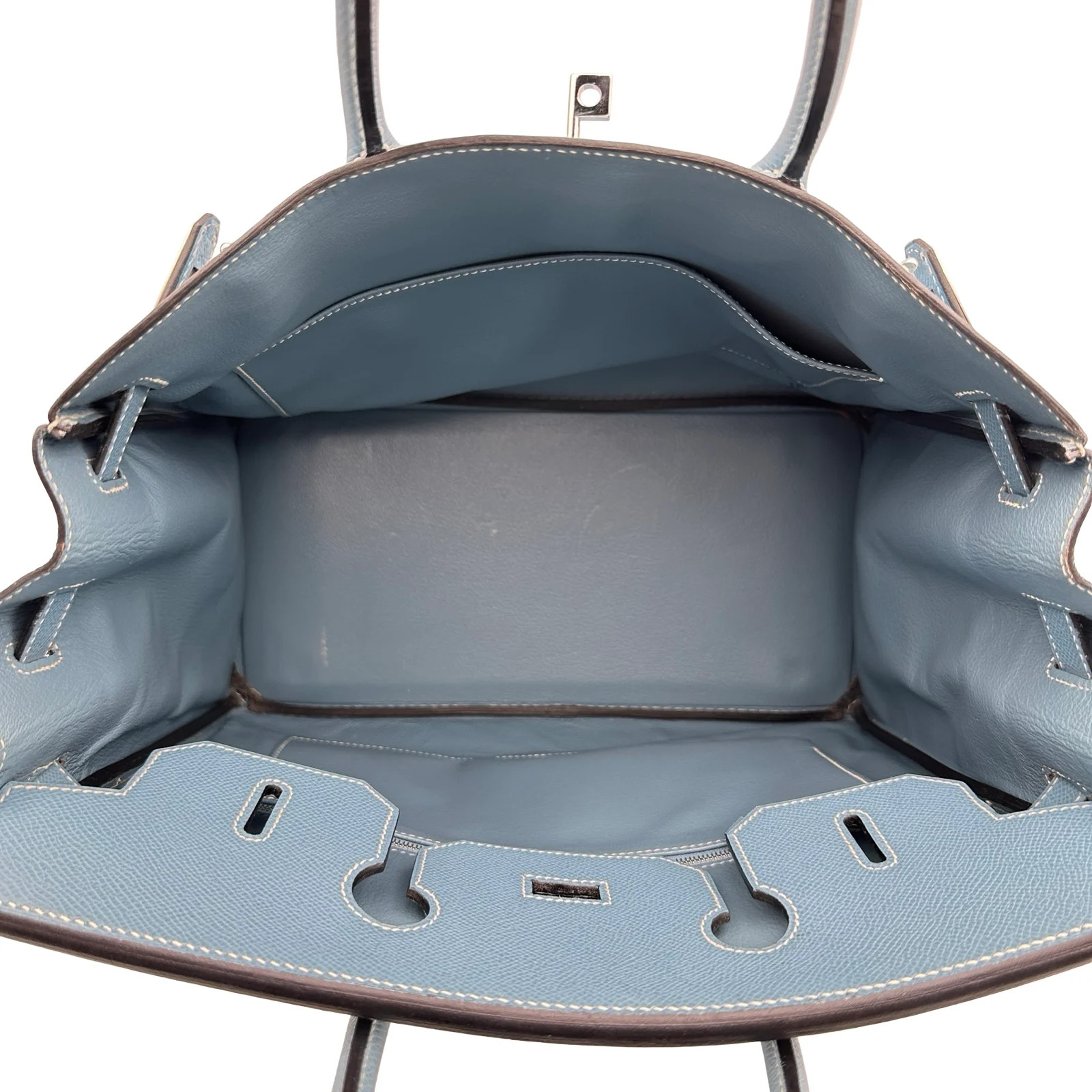 HERMES Evelyne 32 Blue Epsom Leather Handbag #OKB4639