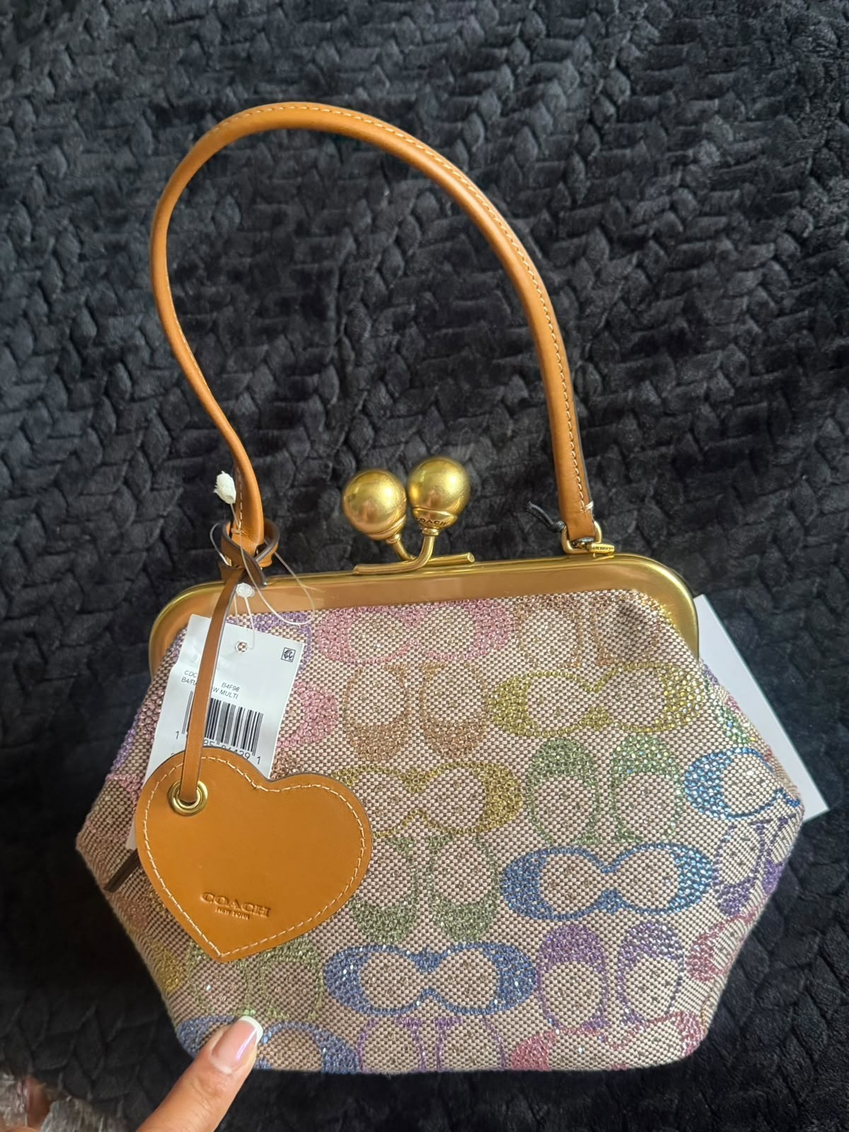Coach Small Crystal Signature Rainbow Candy Kisslock 16 Bag -nwt