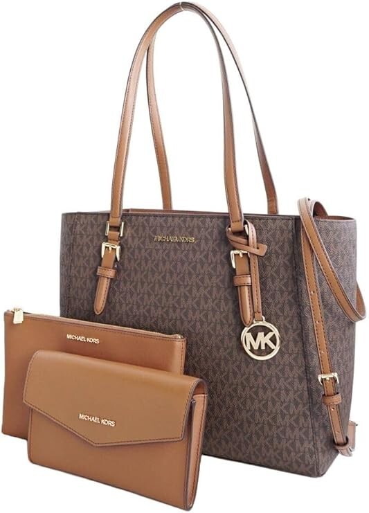 Michael Kors Charlotte Large Leather 3-in-1 Tote Crossbody Handbag Brown 35F3GCF