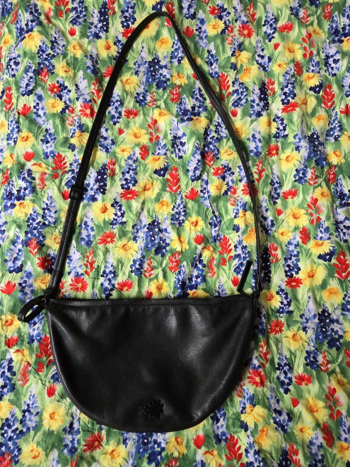 ​House of Harlow 1960 Black Leather Crescent Half Moon Crossbody Shoulder Bag
