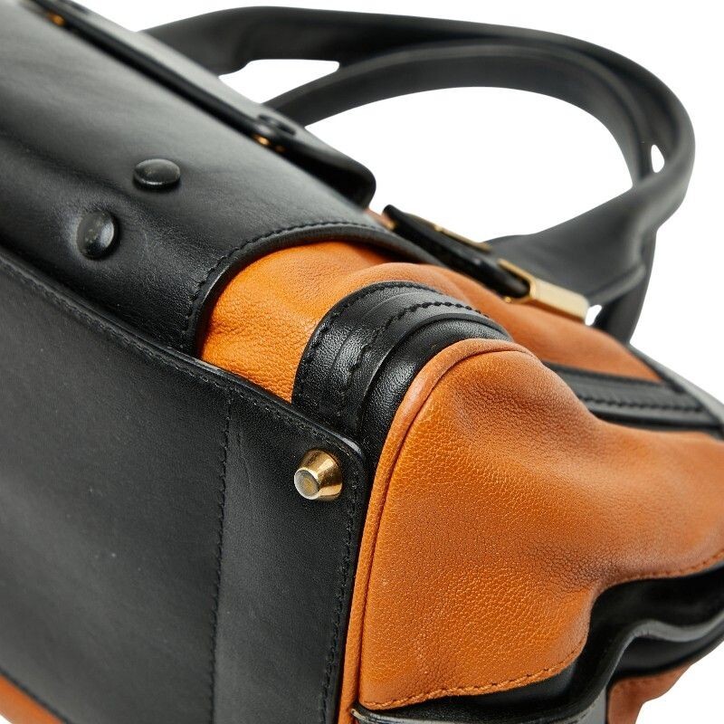 Chloe ALICE Brown Black Leather 2Way Shoulder Bag Tote Gold Hardware 11.4in