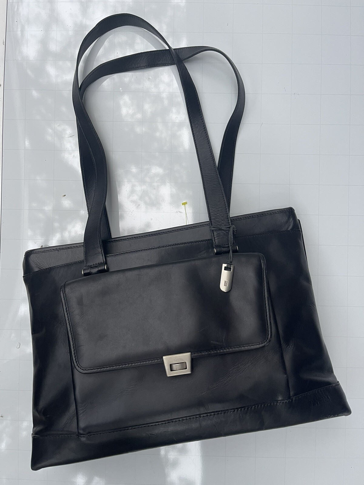 Hartman Tote Shoulder Bag Black Authentic Leather In Excellent Condition