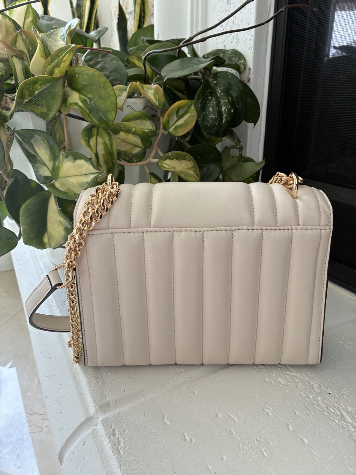 MICHAEL KORS Whitney White Quilted Leather Shoulder Bag