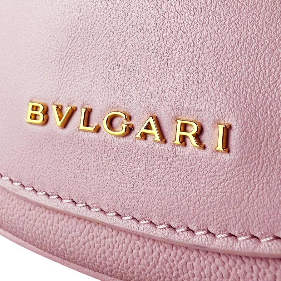 Auth BVLGARI Serpenti Ellipse 2-Way Shoulder Bag Light Pink/Gold Leather z10531
