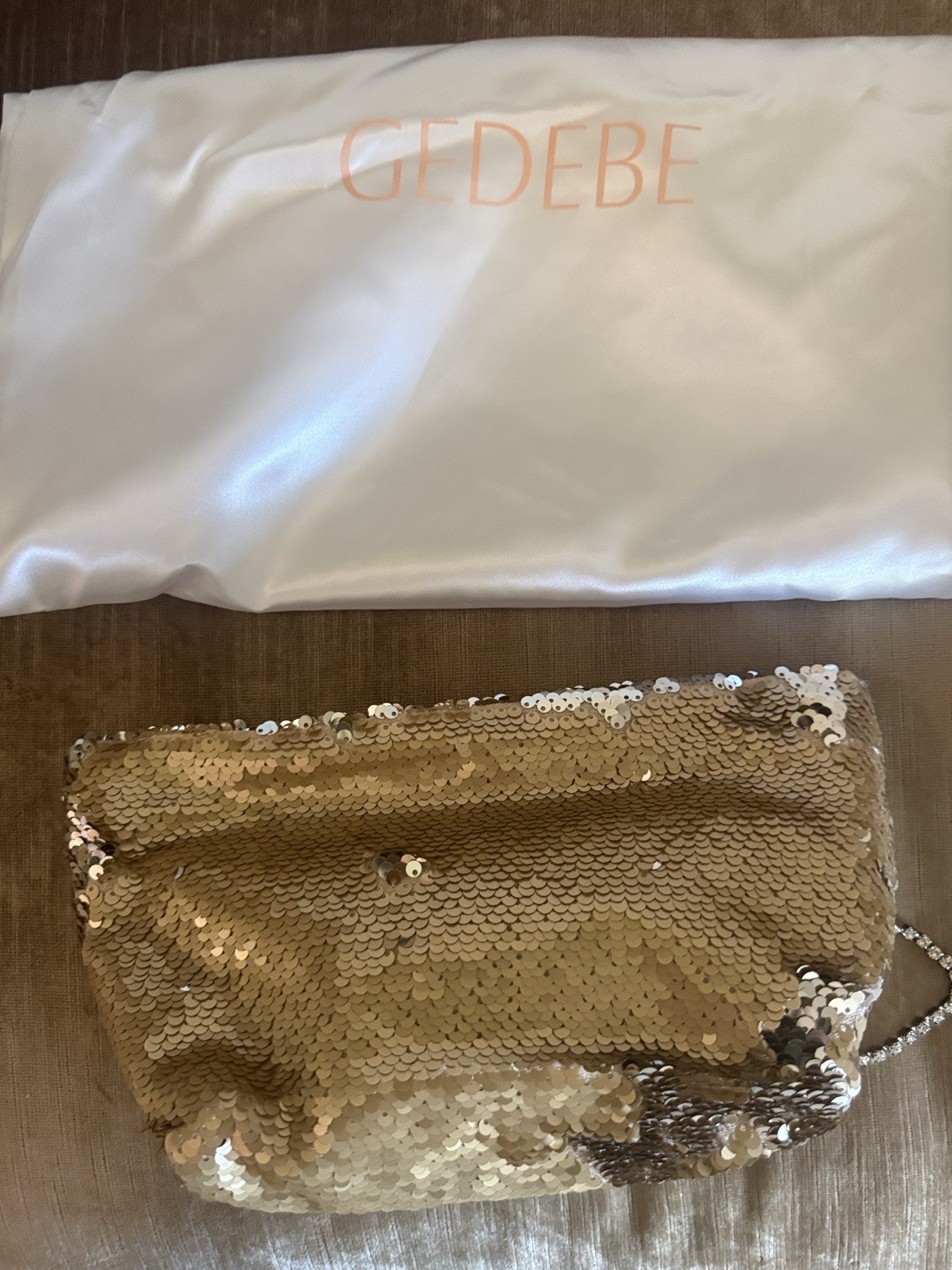 GEDEBE Gold and Silver Sequin Wristlet Evening Handbag NWOT