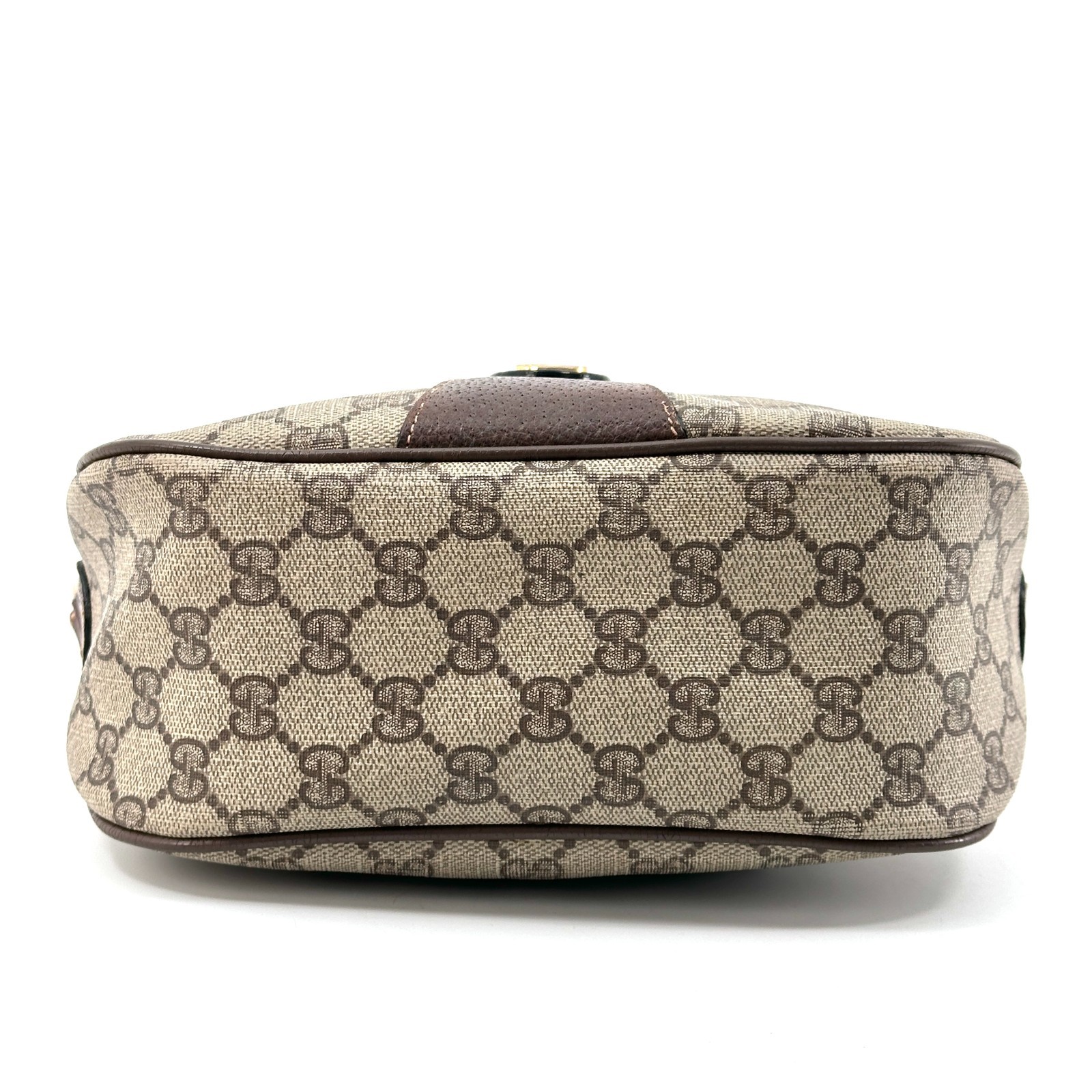 Vintage GUCCI GG Pattern Sherry Line Shoulder Bag, PVC and Leather, Brown, Authe