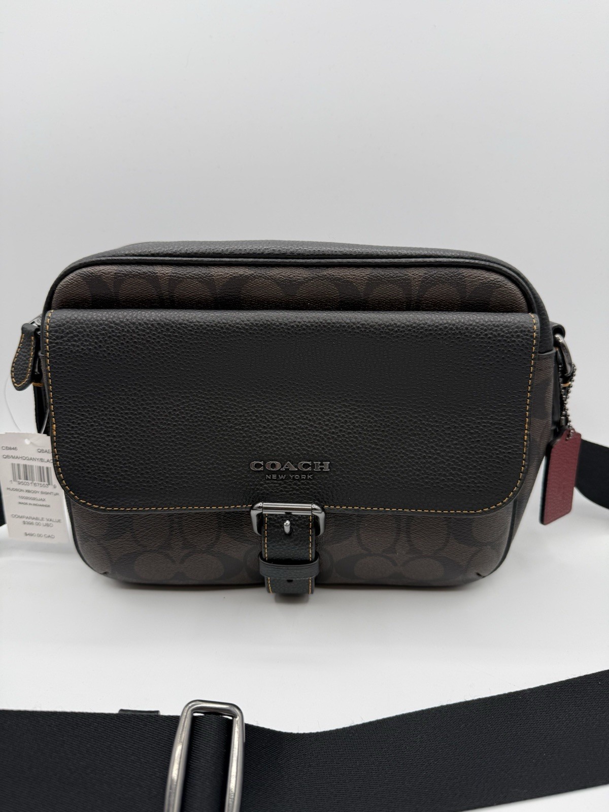 NWT Coach Shoulder Bag CB846 Hudson Crossbody Signature Canvas Leather Brown