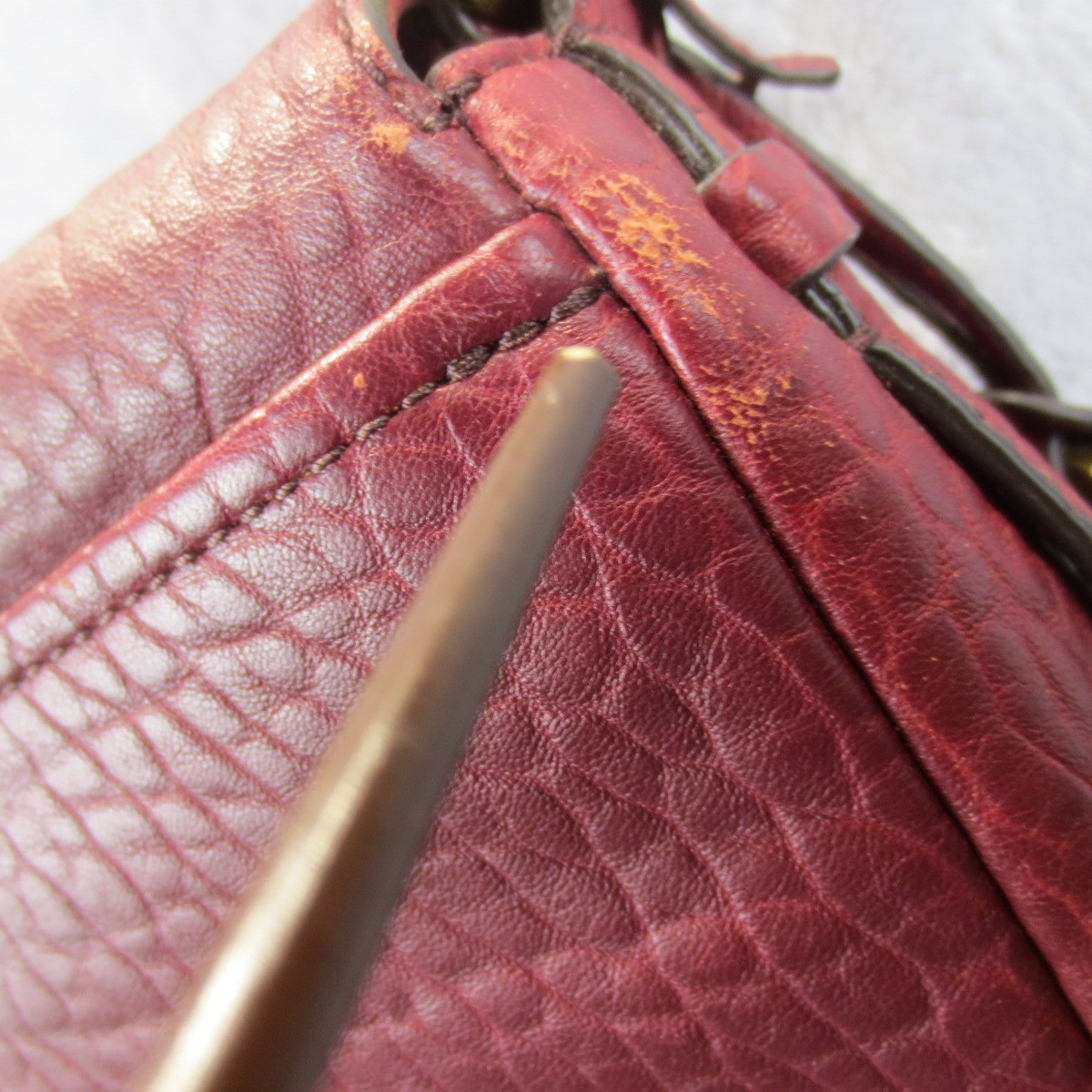Fossil Peyton Crossbody Purse Wine Pebbled Leather Double Flap Retro Saddle Bag