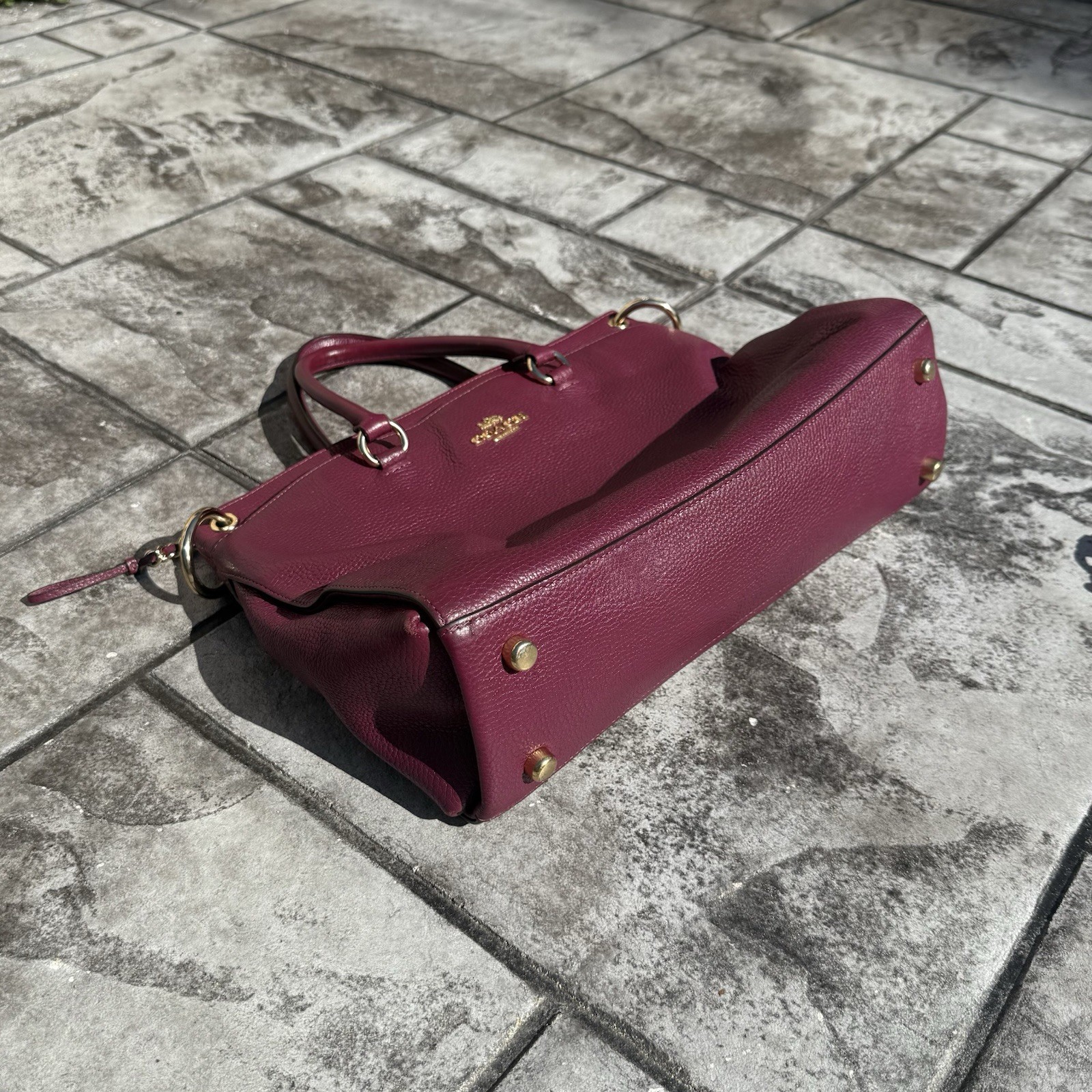 Coach Mia Satchel Burgundy Red Pebbled Leather Handbag Shoulder Bag Crossbody