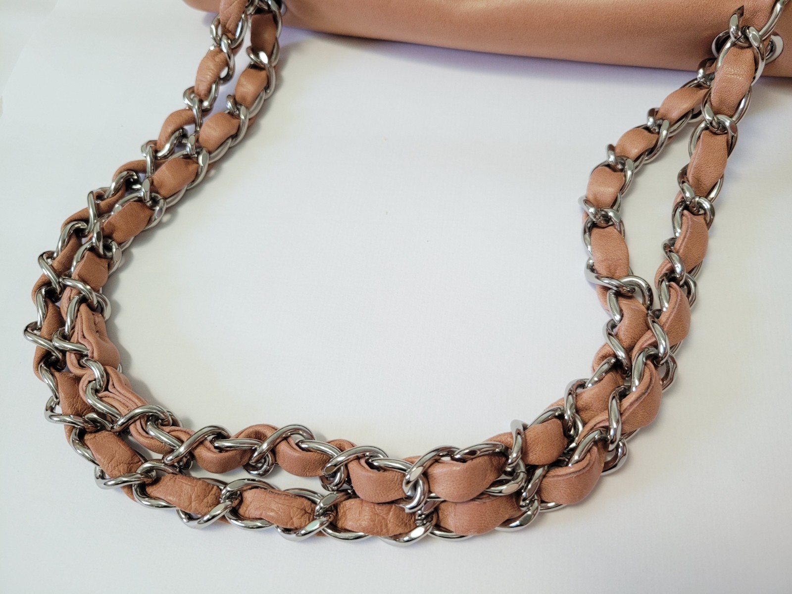 CHANEL Flap Bag Orange Tan Calfskin Chain Strap East West Shoulder NWT Box