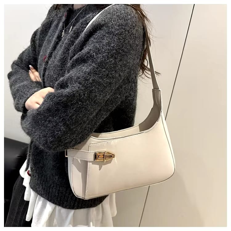 Women PU Leather Half Moon Shoulder Bag Minimalist Underarm Purse Casual Handbag
