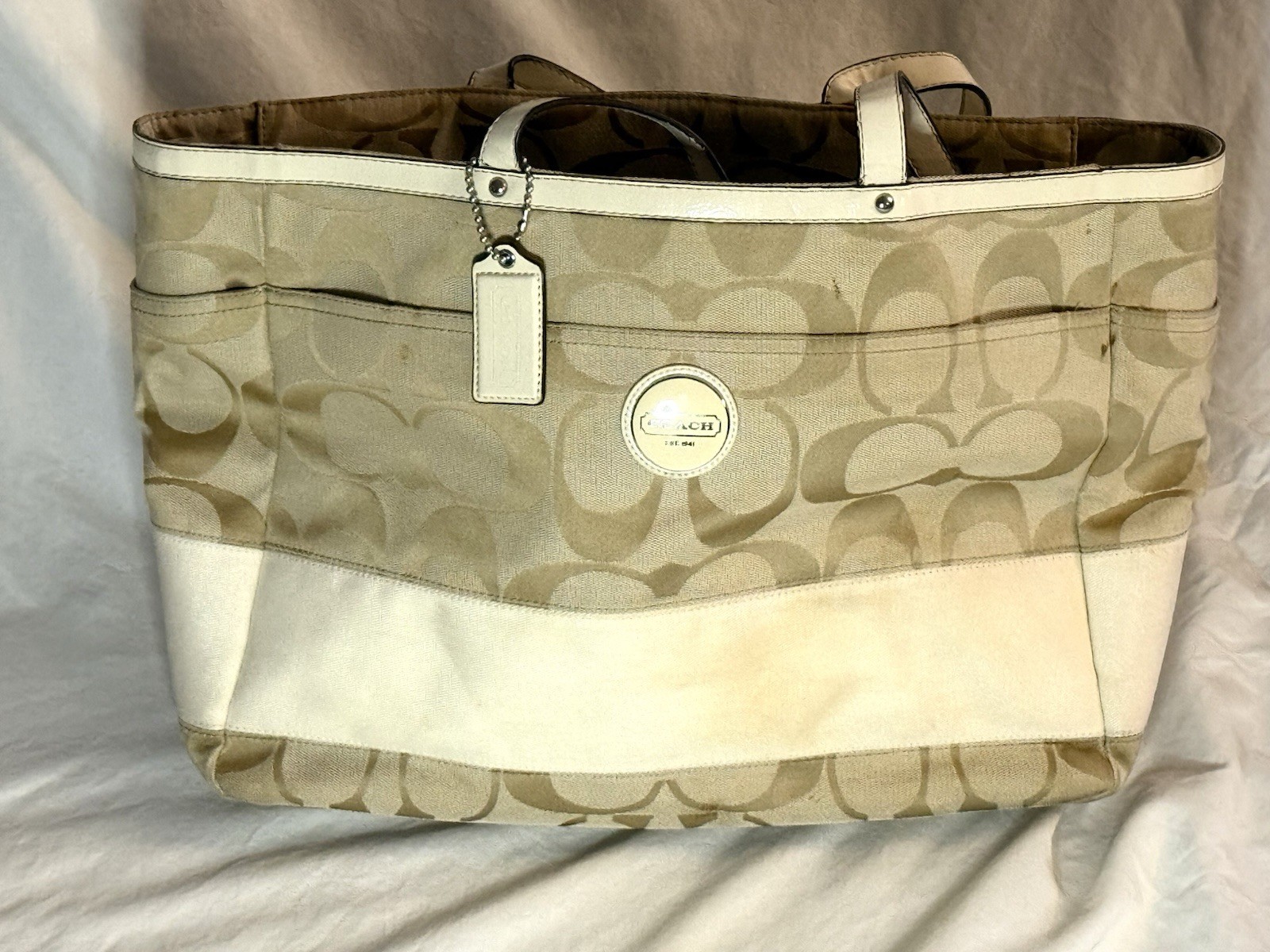 Coach Signature Stripe Carryall / Baby Bag Tote (A1160-F17443)