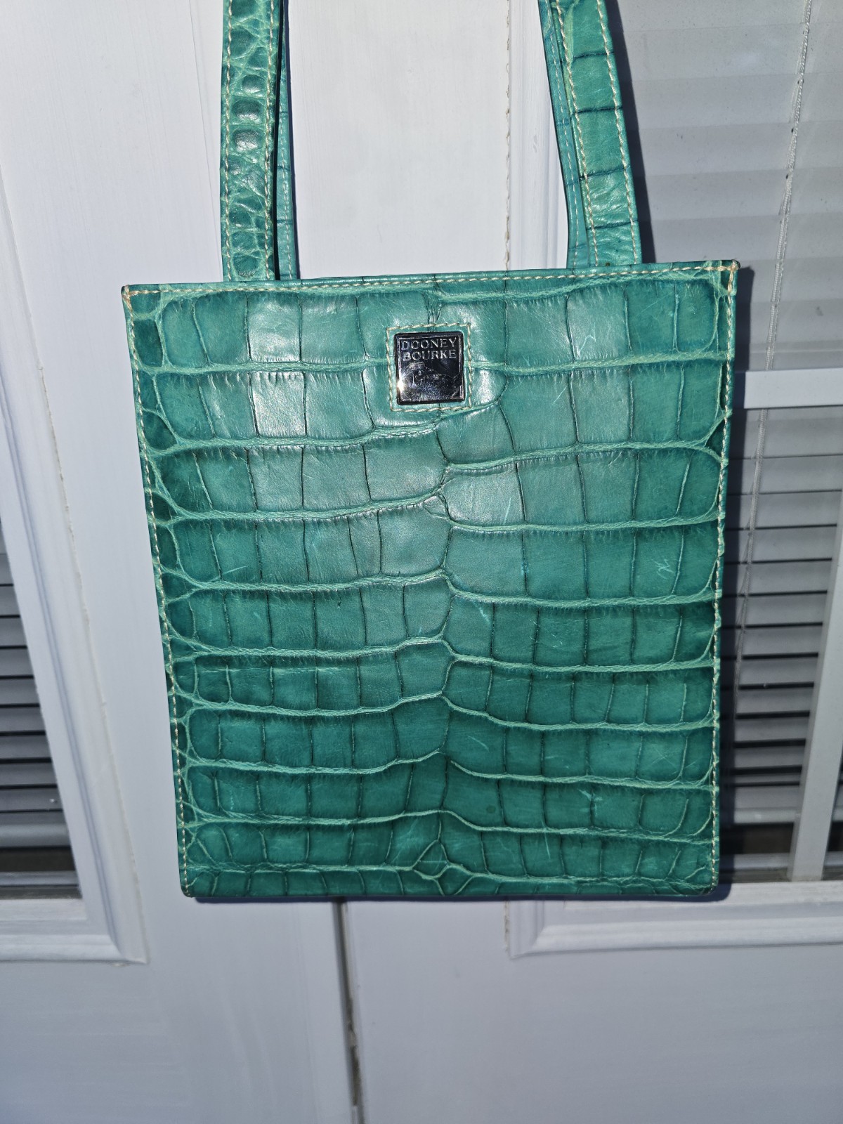DOONEY & BOURKE Nile Collection Alligator Embossed Calfskin Green Shoulder Tote