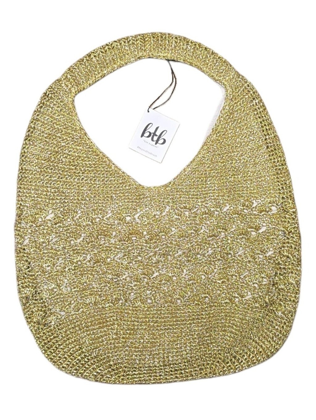 $168 BTB LOS ANGELES Gold Metallic Woven Tote Hobo
