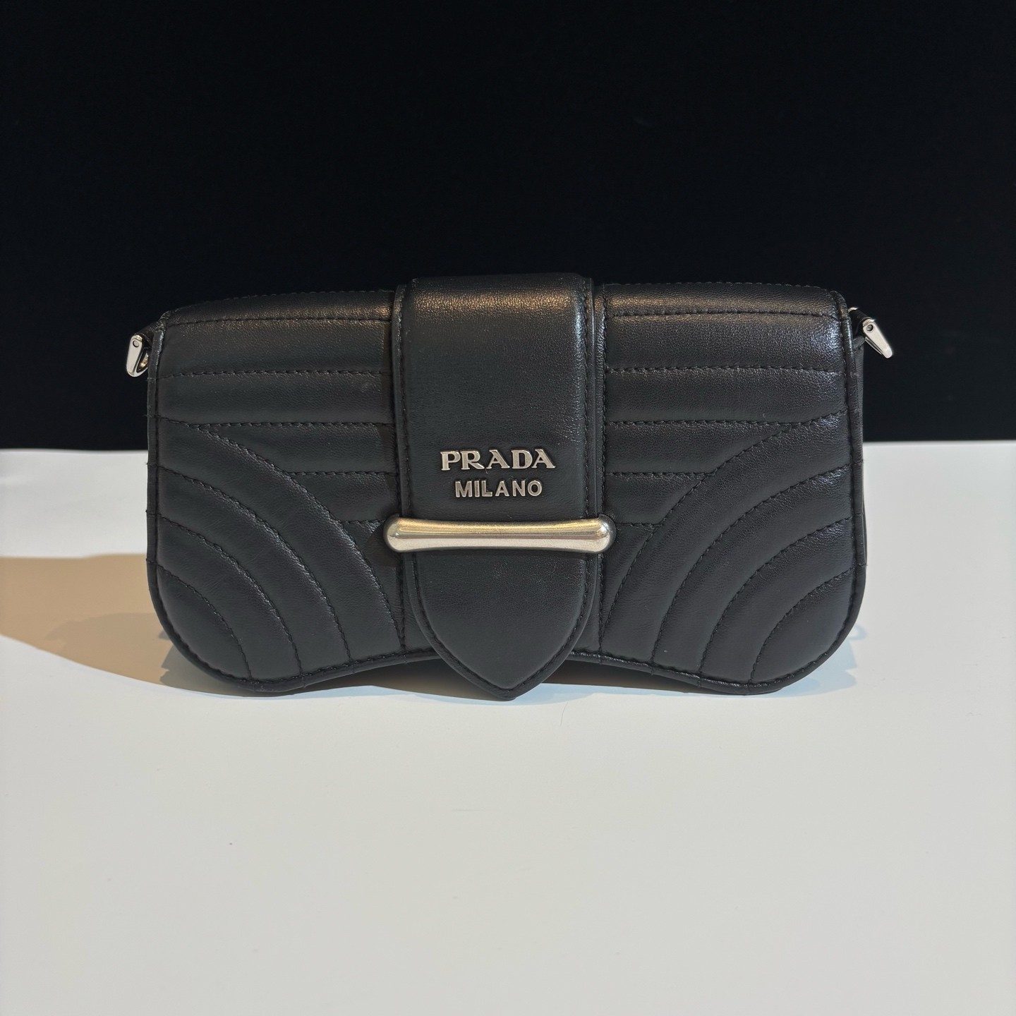 Prada Sidonie Mini Black Lambskin Leather Shoulder Crossbody Bag Duty Paid