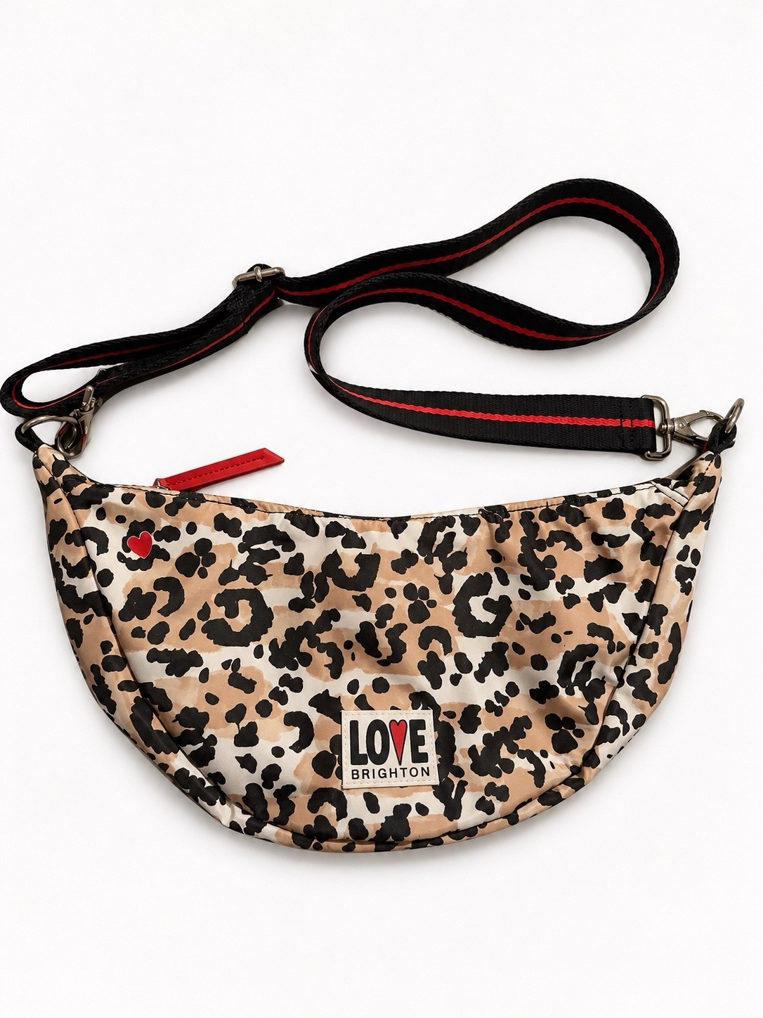 Brighton Spotted Love Swing Bag Leopard Print Nylon Crossbody Sling Purse NWOT