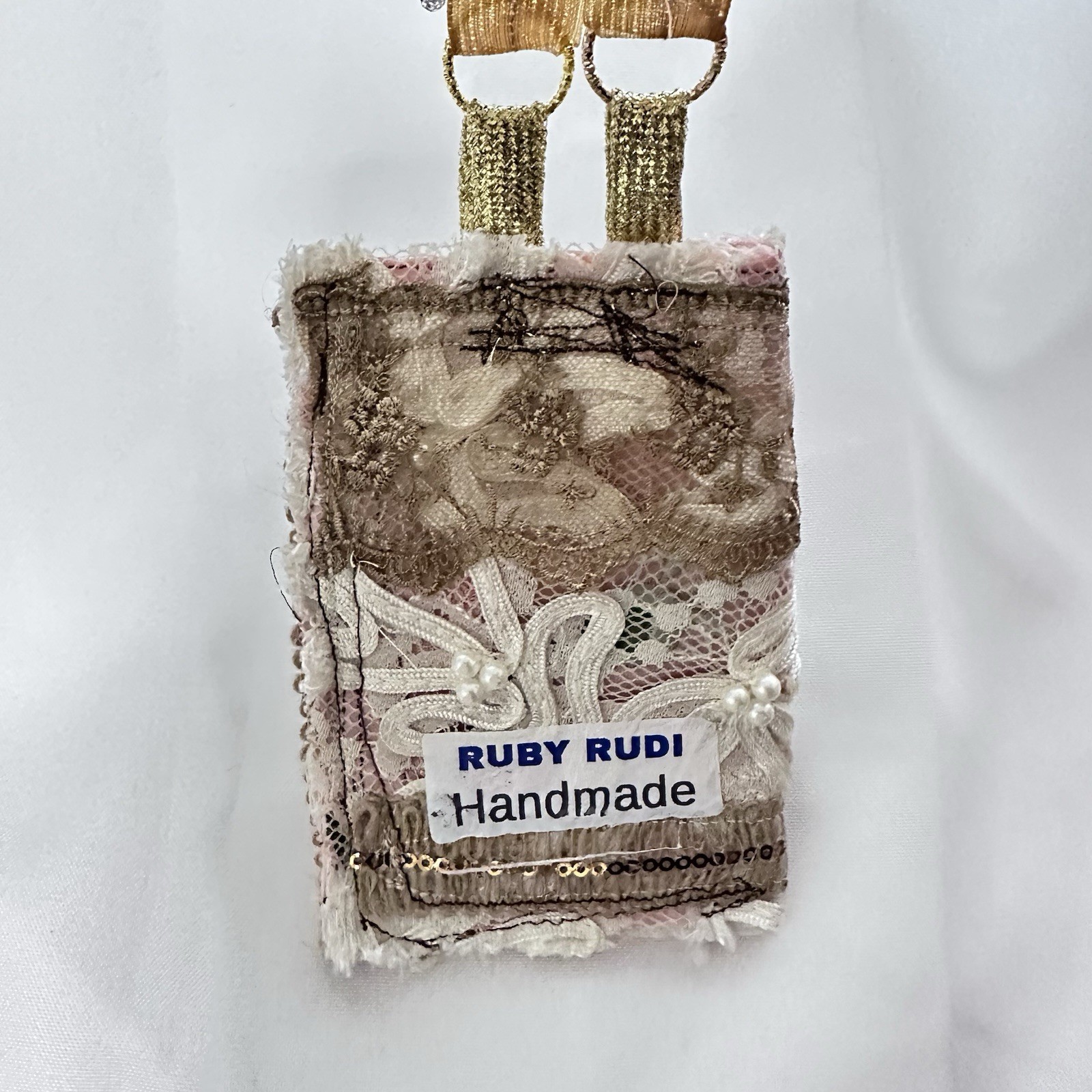 Artisan Necklace, Purse, Handmade, Textile, Wallet, Amulet Fiber Art OOAK Signed