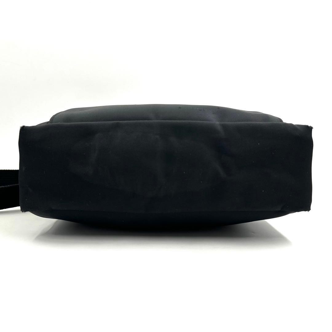 LONGCHAMP Nylon Leather Crossbody Bag Black Auth about 12.20 x 10.24 x 2.95″