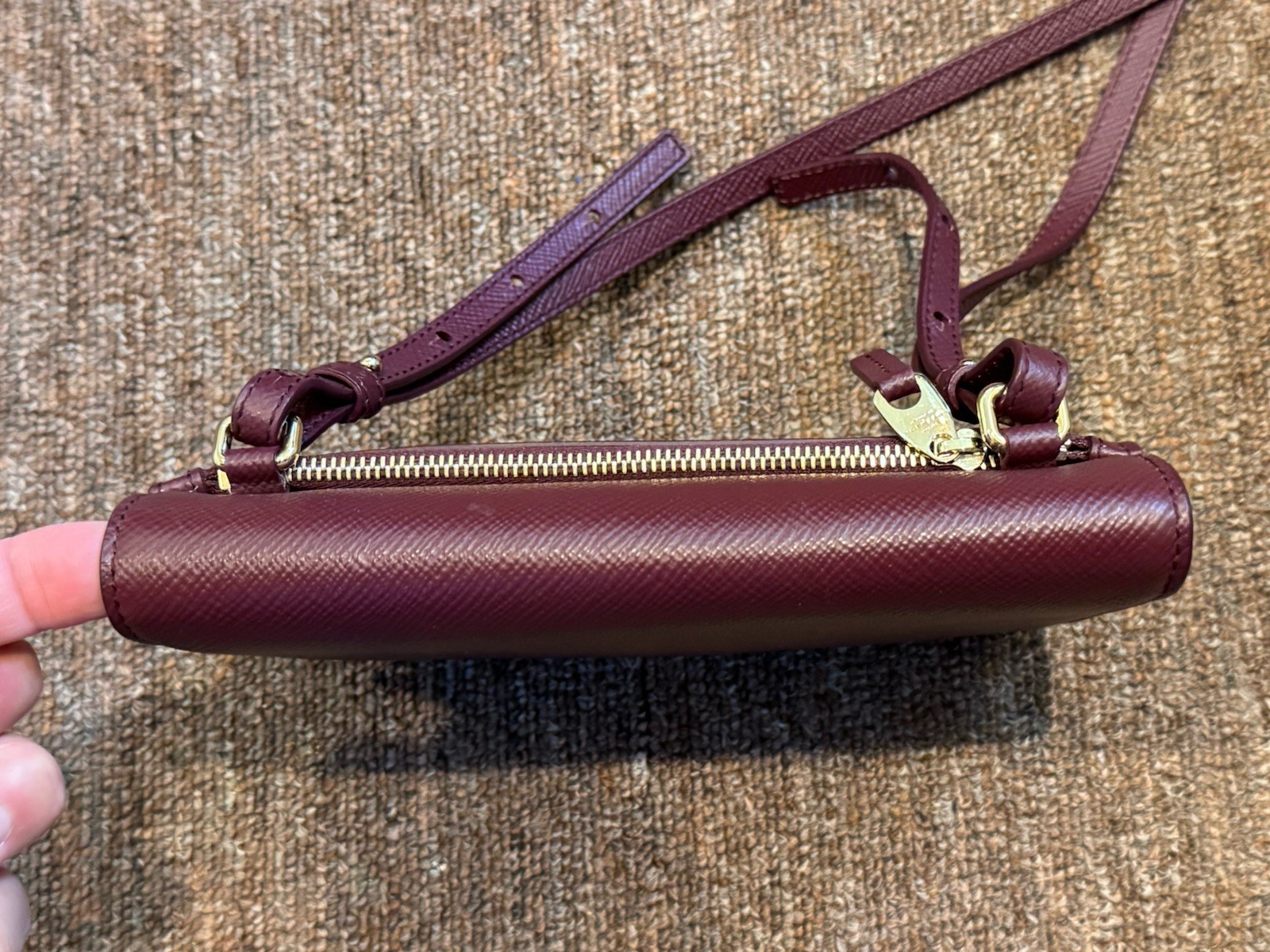 Smythson Panama Leather Purse With Strap – Cherry