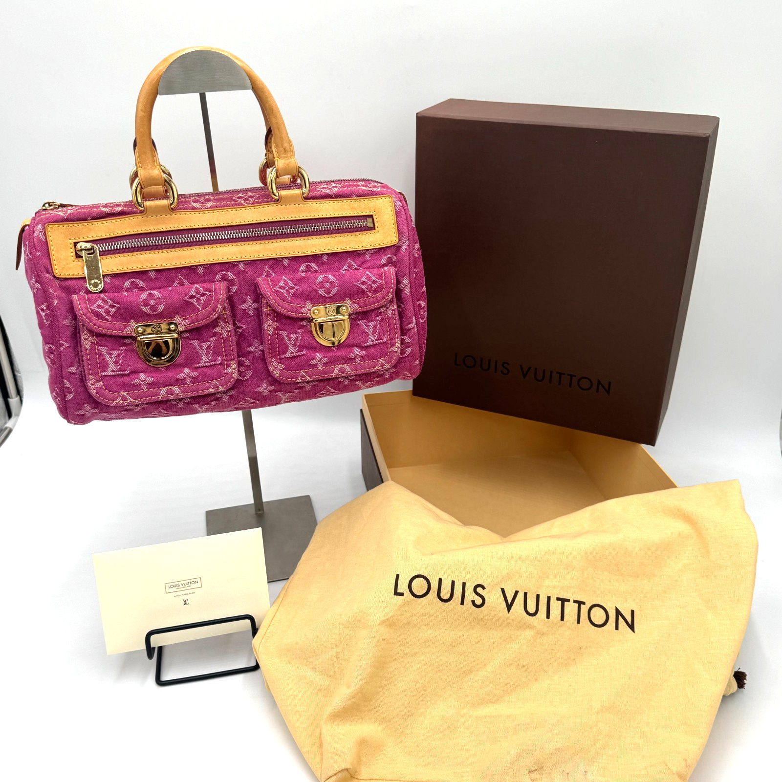 Louis Vuitton Denim Neo Speedy Boston Hand Bag Monogram Pink M95214 #SP0026