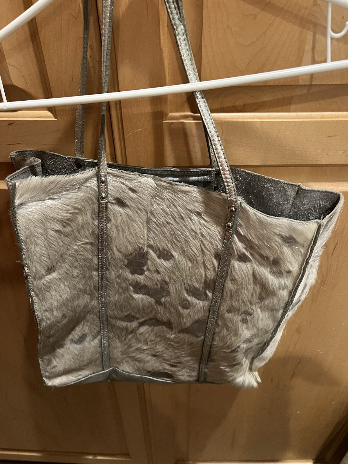 EUC Holding Horses Silver Acid Wash Cow Leather Handbag Anthropology