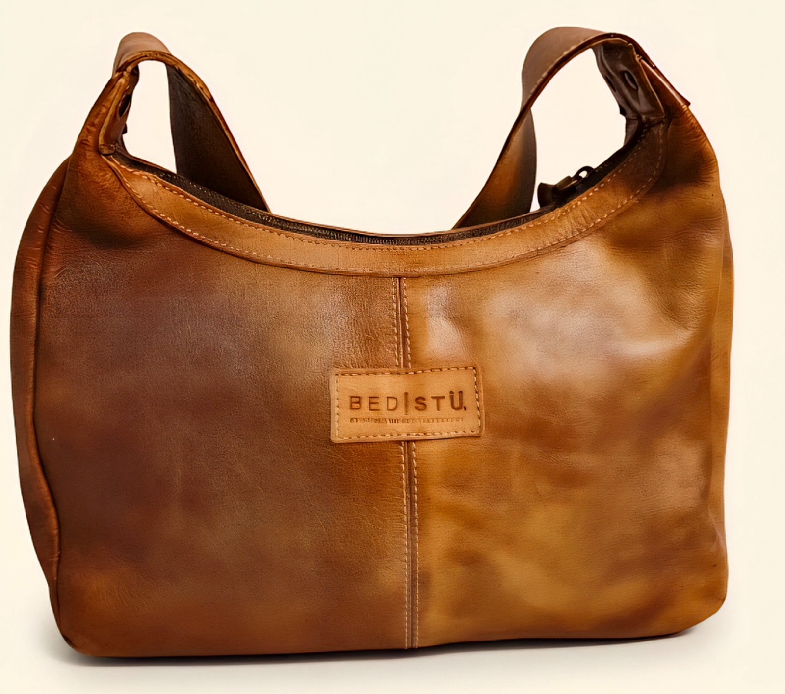 Bed Stu Labellum Woven Leather Hobo Style Shoulder Bag Tan Rustic Retail $220