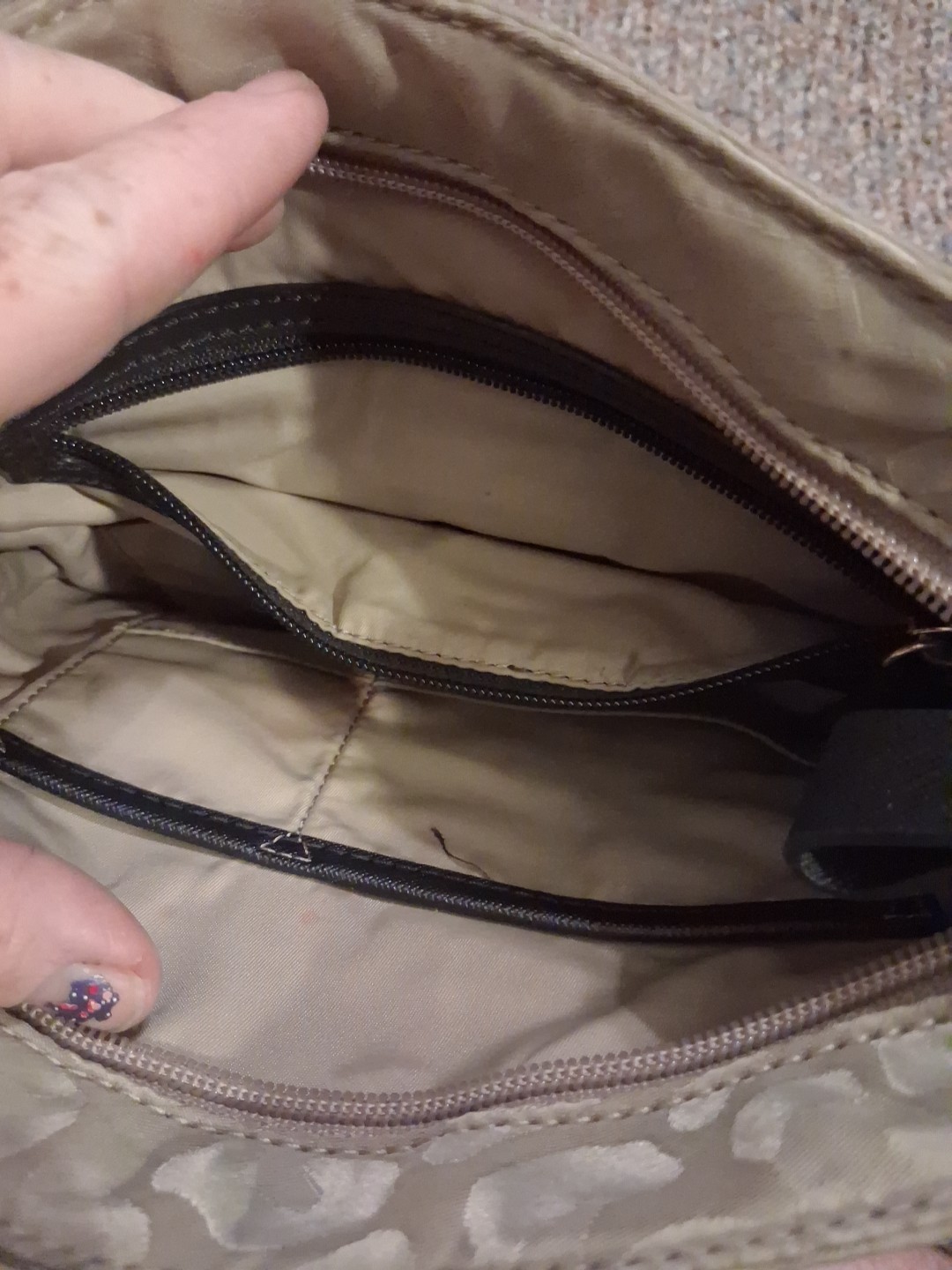 Michael Kors Crossbody Purse Bag Tan Nylon Kelsey Leopard Print Jacquard