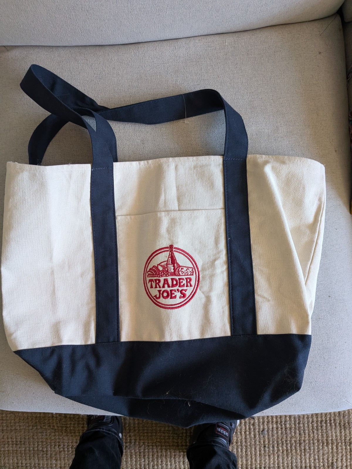 Trader Joe’s Canvas Tote Shopping Bag 🛒 🛍️LARGE COLOR NAVY BLUE