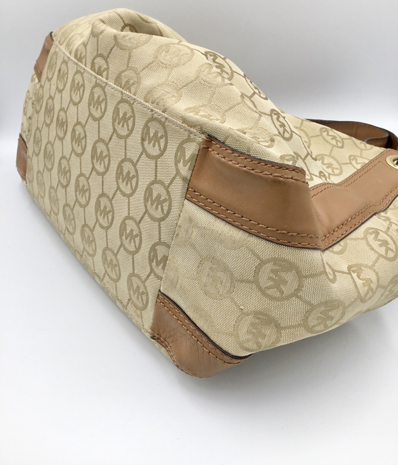 Michael Kors Ludlow Large Signature Jacquard Shoulder Bag Leather Double Handle