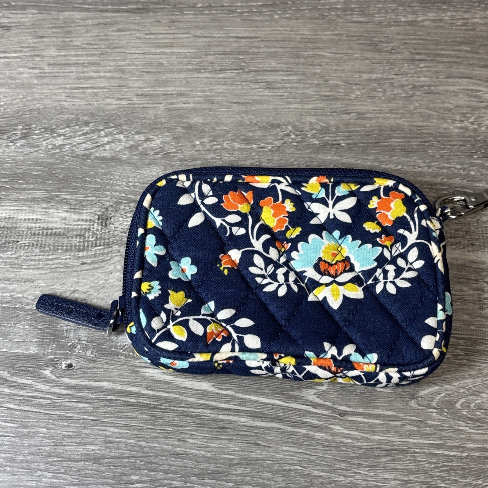 Vera Bradley Wristlet Clutch Chandelier Floral Blue Orange Yellow 5” Summer
