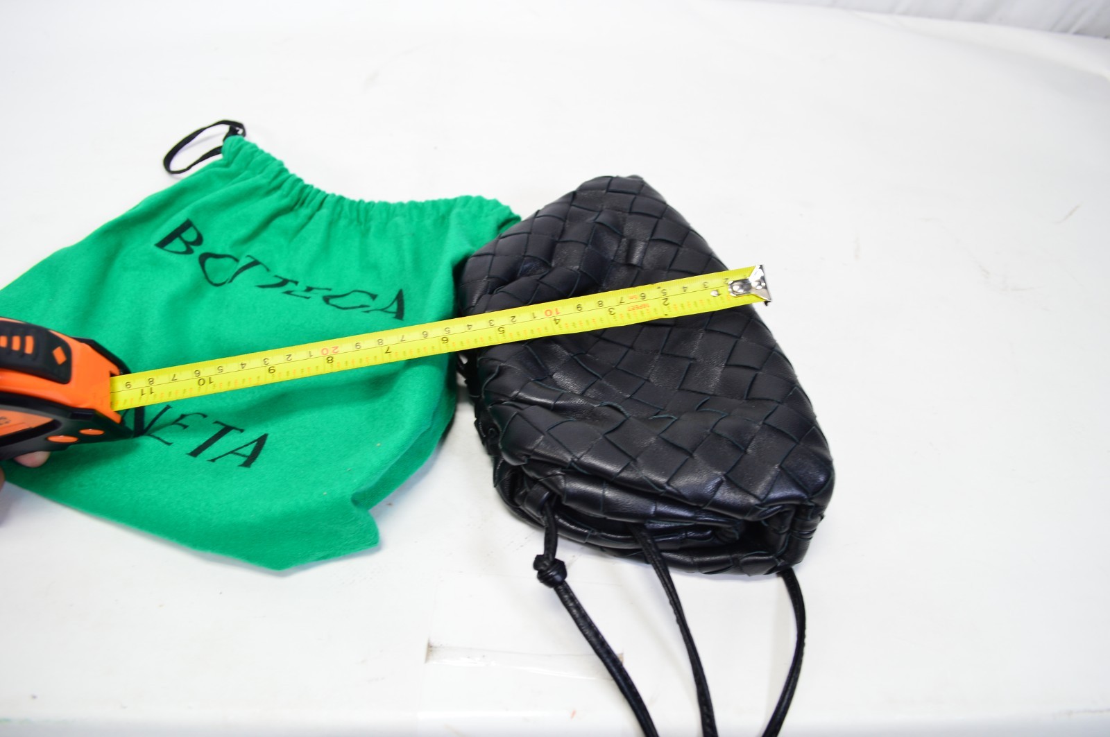Authentic Bottega Veneta Mini Intrecciato Leather Pouch Clutch Black w/ Repair