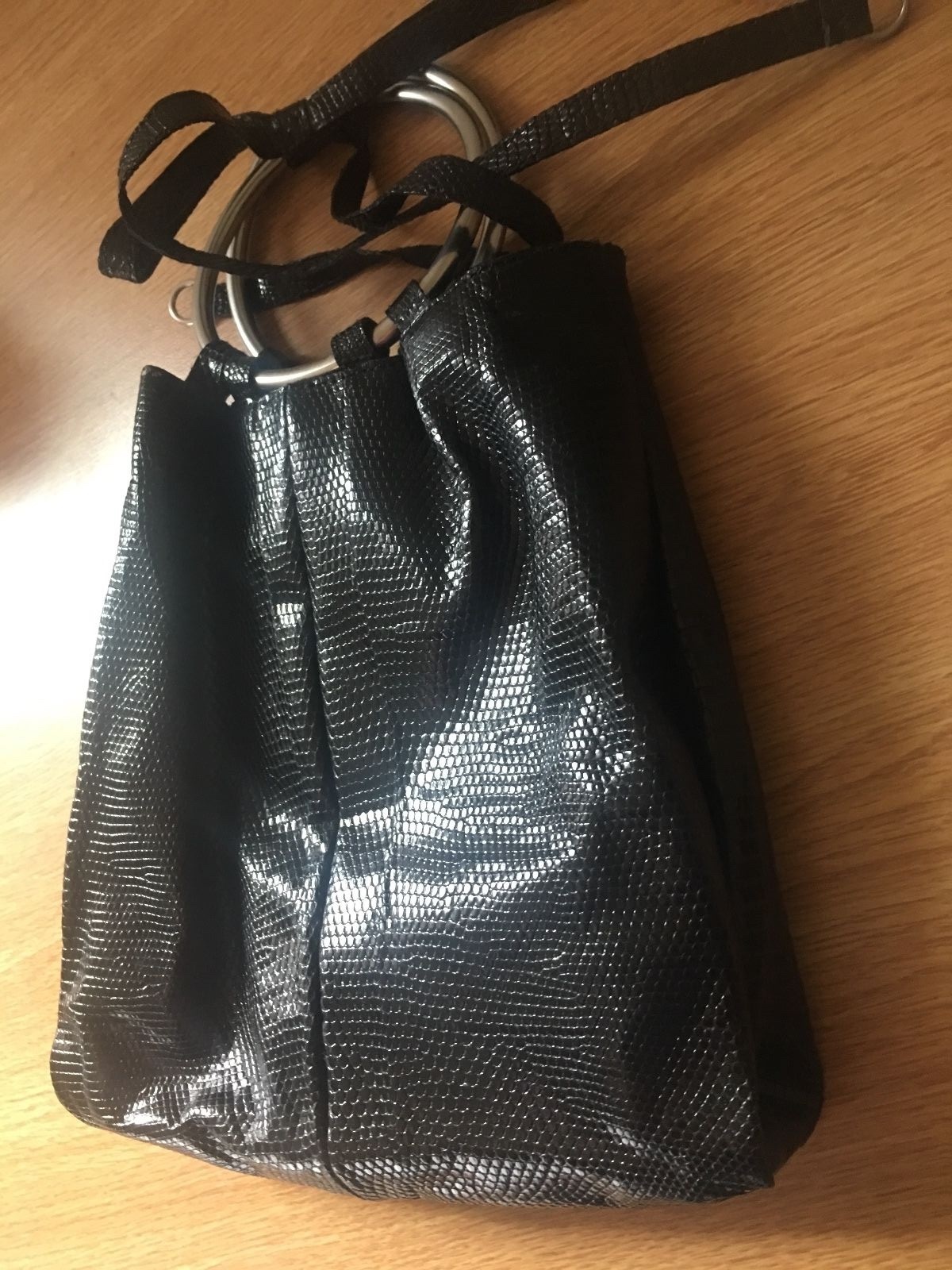 New Sergio Rossi Lizard Skin Exotic Leather Handbag Bag Evening Black Clutch