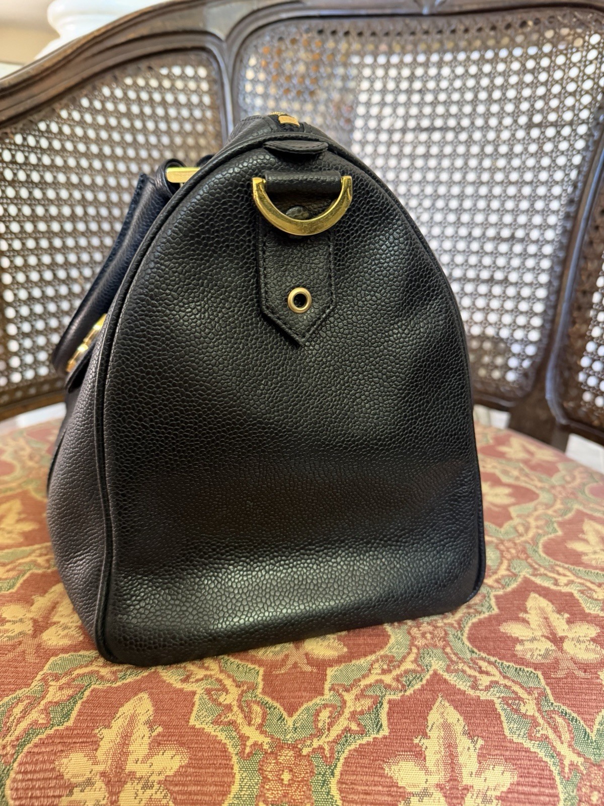Chanel Timeless Boston Bag Caviar Black Speedy Vintage 1995 Gold Hardware TDF!