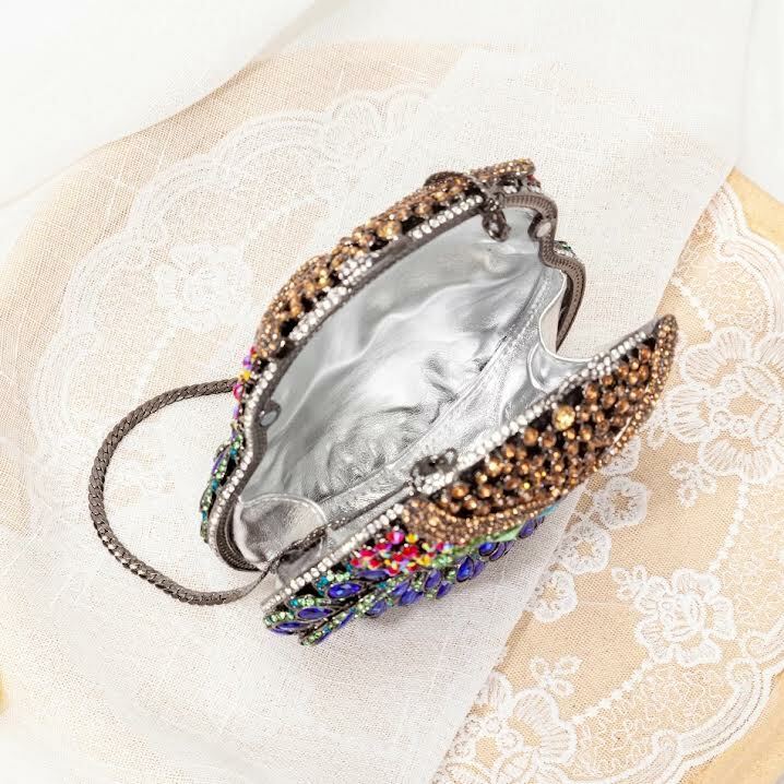 Clutch Handbag Bag Purse Crystal Clutch Evening Bag Blue Owl Diamond Gold Bag