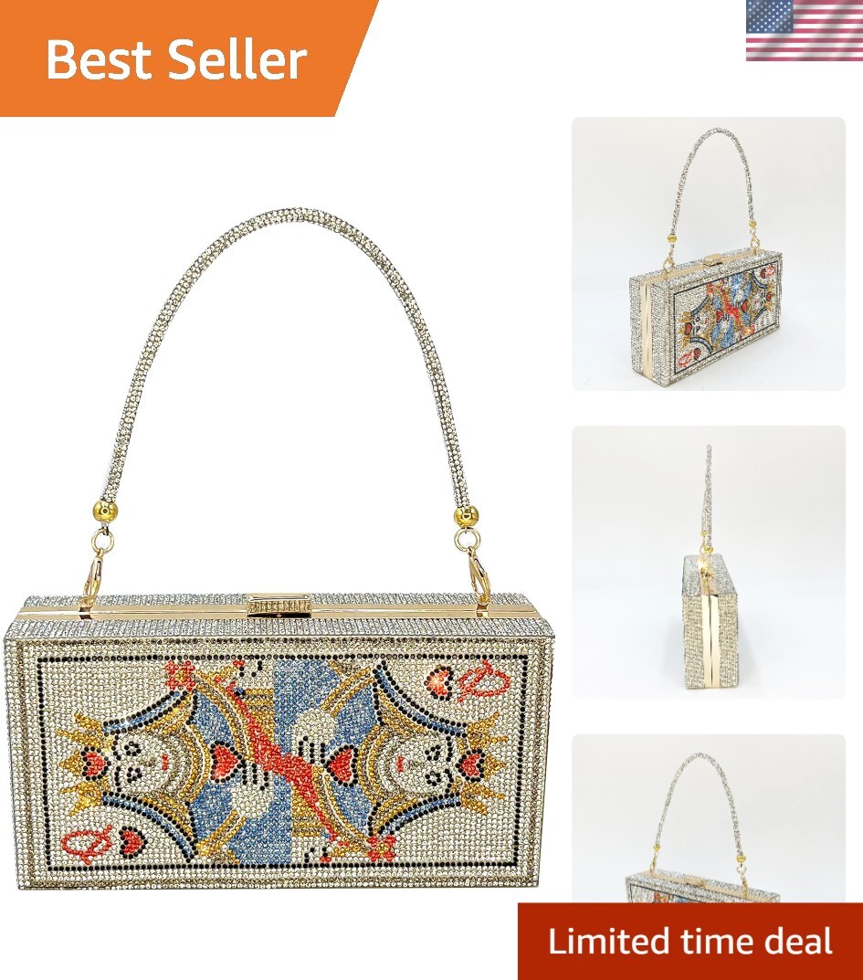 Versatile Diamond Clutch with Shoulder Chain: Perfect for Weddings and Parties