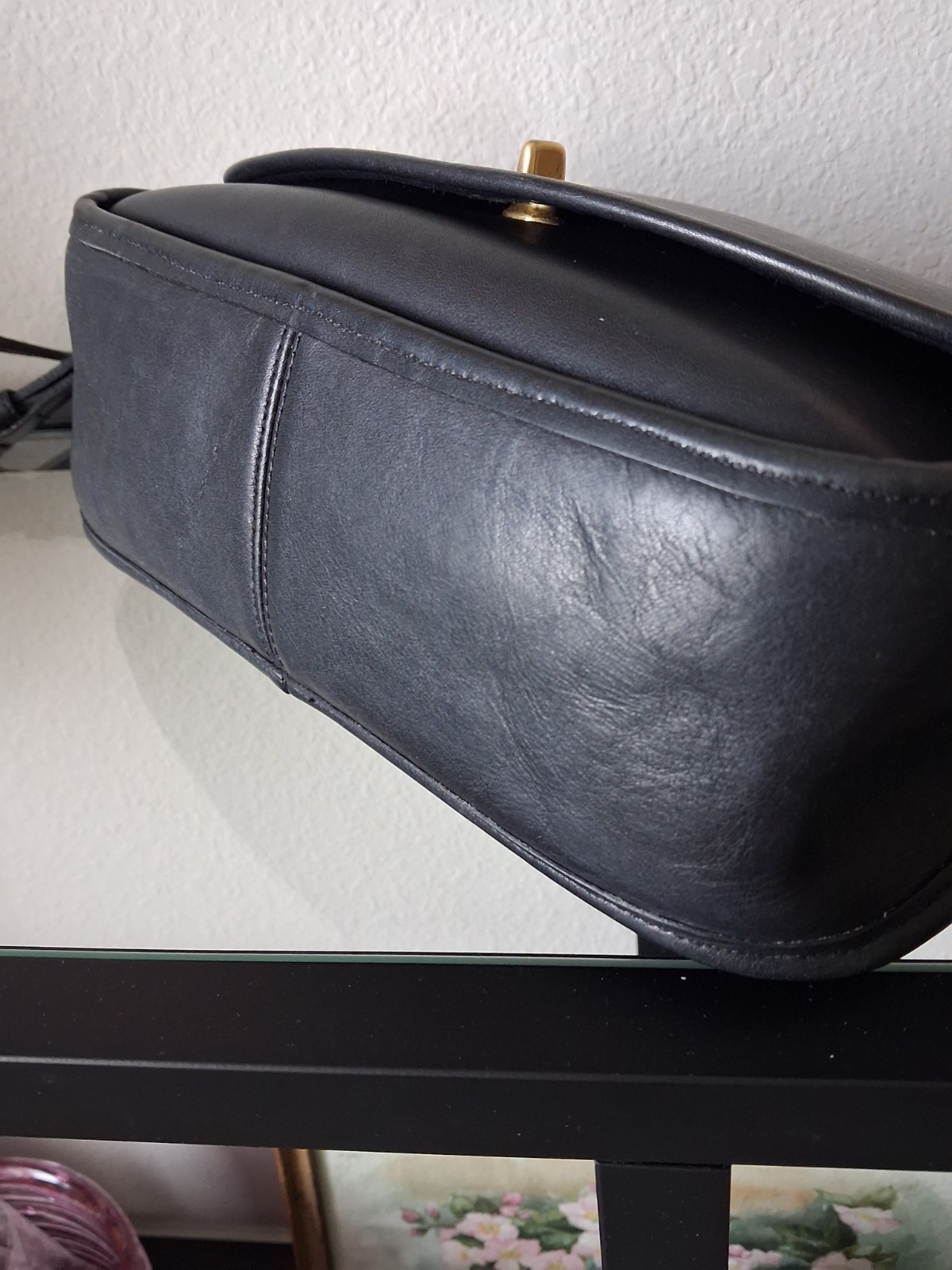 Coach Vintage City Bag, Black Leather With Brass Turnlock 9790