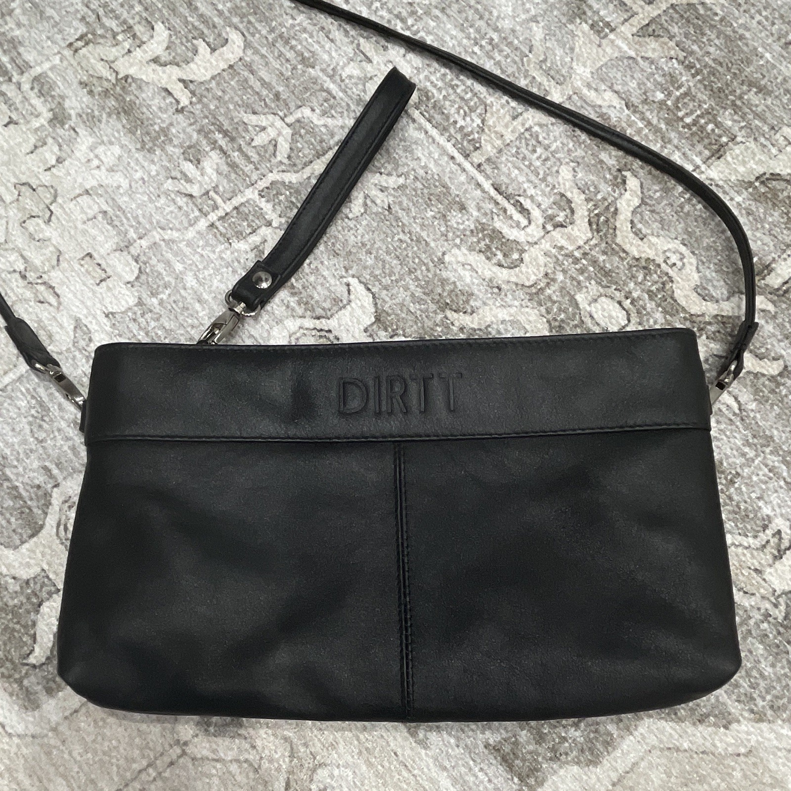 Derek Alexander Black Small Zip Top Silver Hardware removable crossbody strap