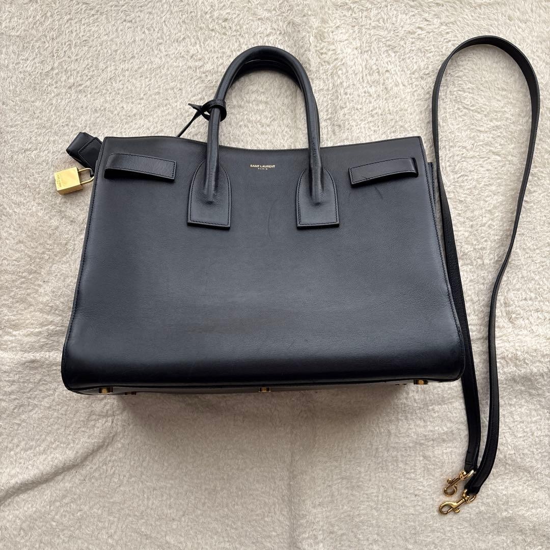 SAINT LAURENT Sac de Jour 2Way Handbag Shoulder bag Cowhide Leather Black 2way