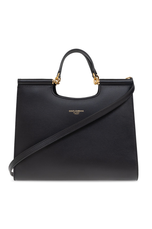 DOLCE&GABBANA Sicily Black Leather Top Handle Bag New & Authentic